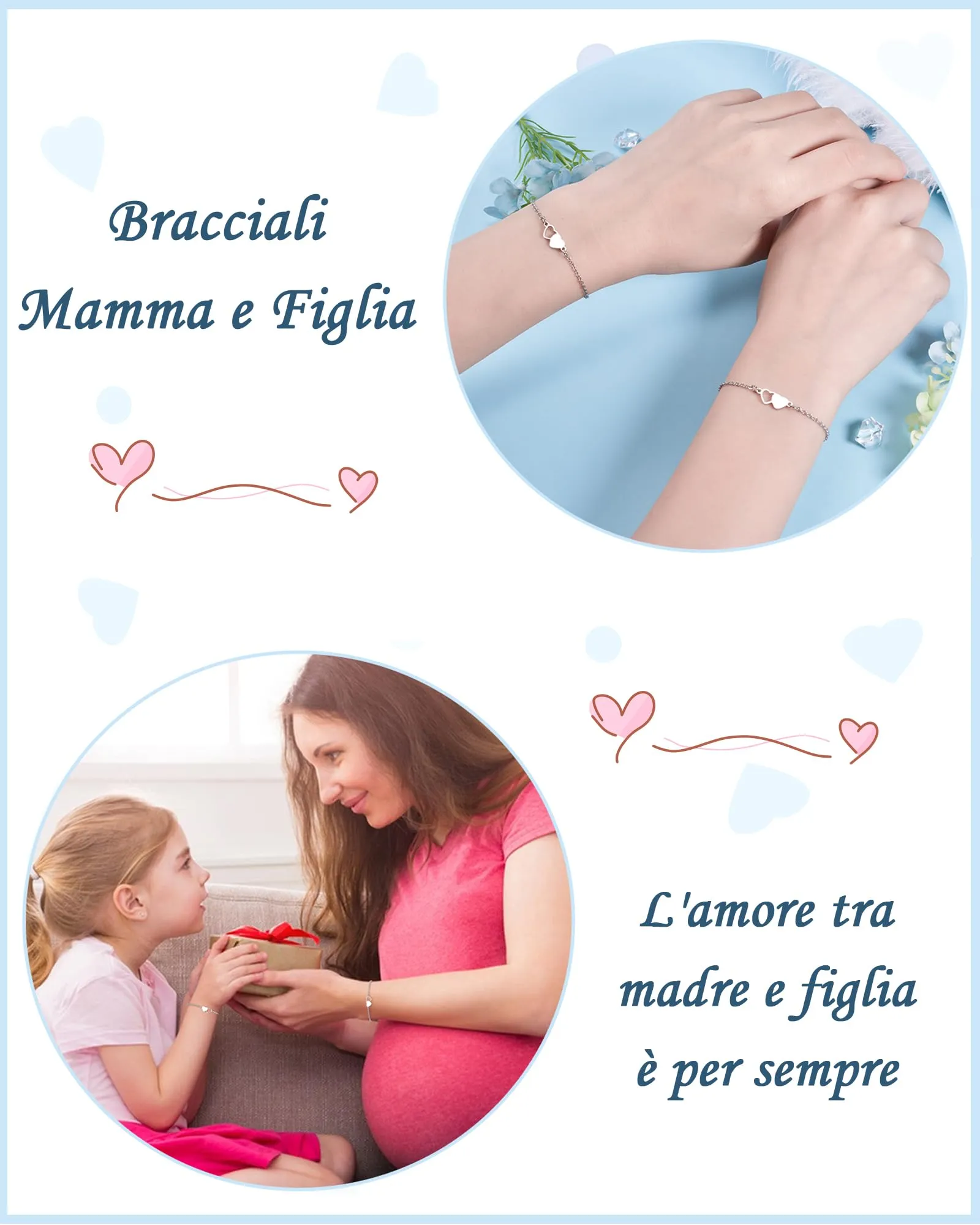 MANVEN Regalo Mamma Figlia Bracciale Madre Figlia Compleanno Ragazza Donna - immagine 3