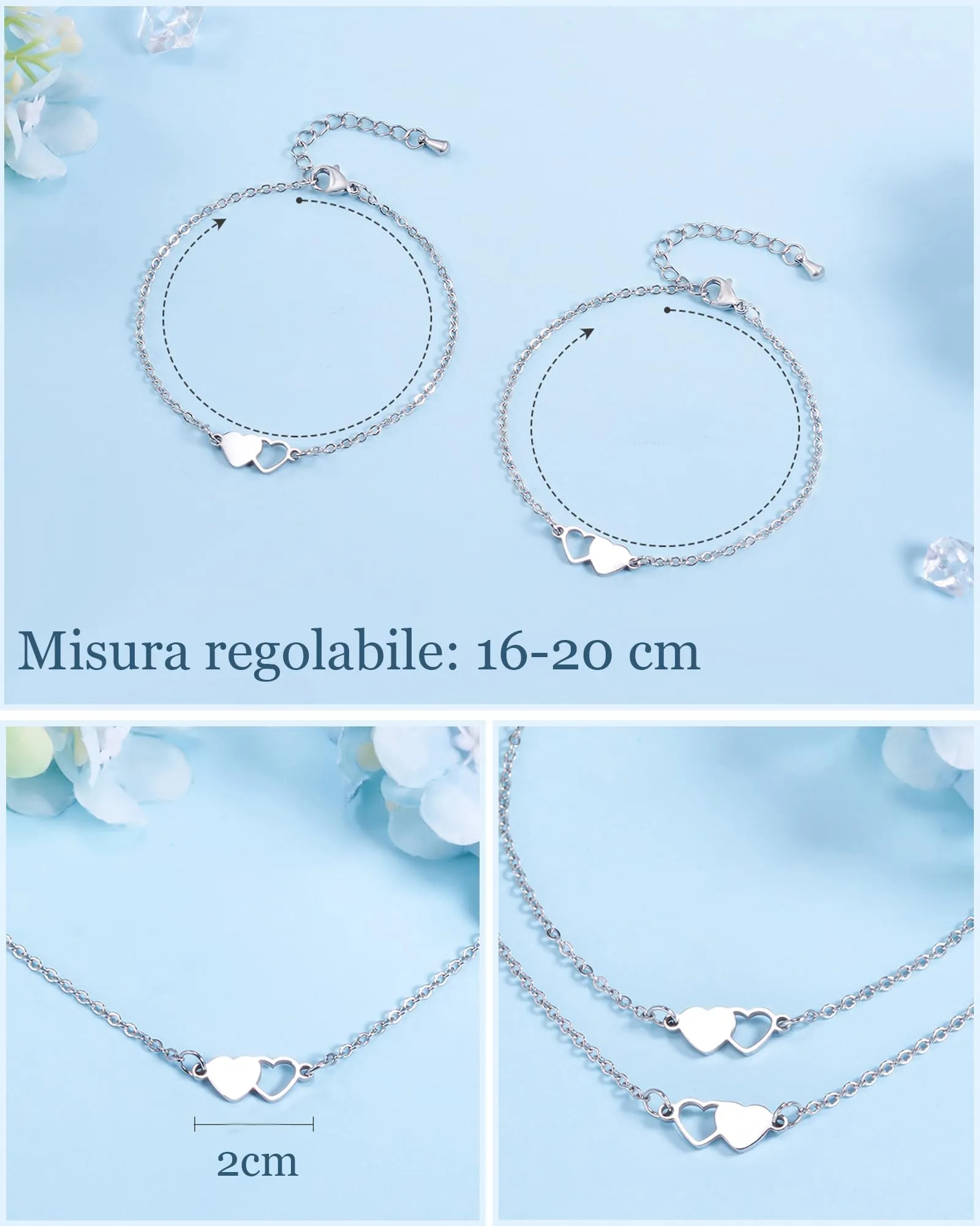MANVEN Regalo Mamma Figlia Bracciale Madre Figlia Compleanno Ragazza Donna - immagine 6