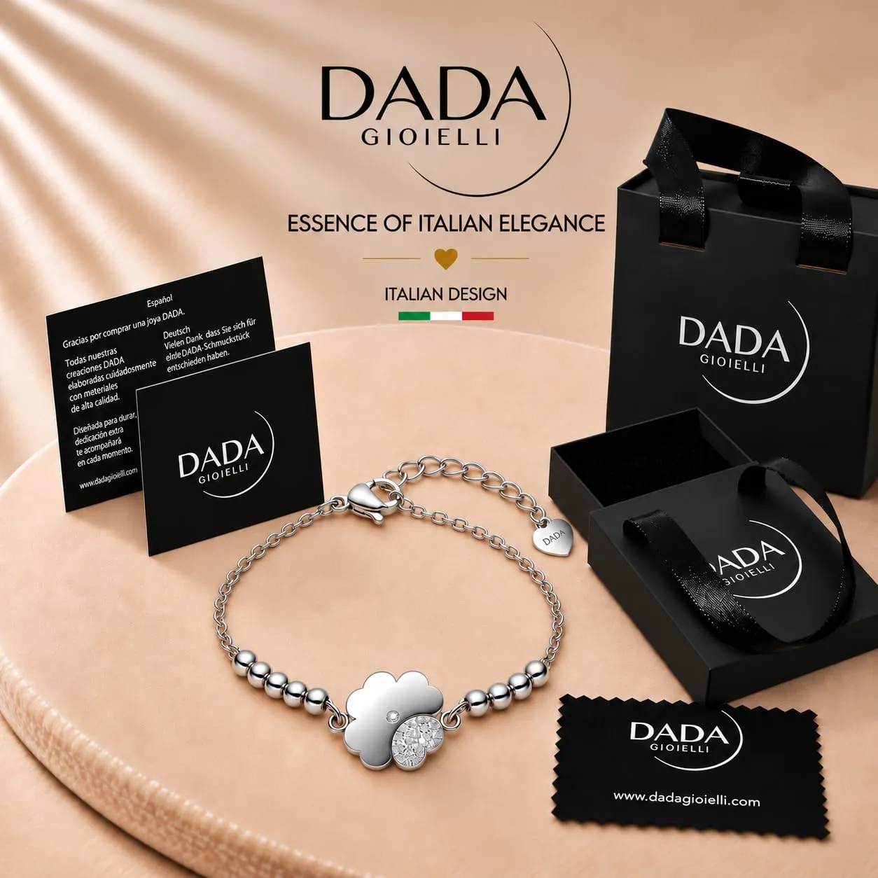 Dada Gioielli - Bracciale Donna Quadrifoglio Coccinella Elefantino Portafortuna Acciaio (Quadrifoglio) - immagine 3