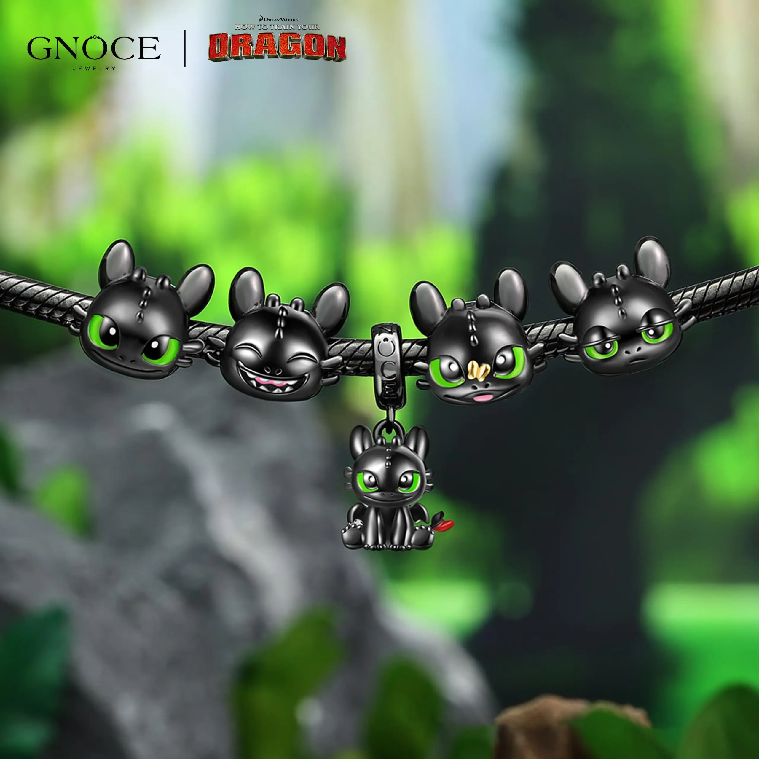 GNOCE Come Addestrare Il Tuo Drago Ciondolo Dangle Sdentato&Light Fury Dragon 925 Sterling Silver Pendant Fit Bracciale/Collana Gioielli Regalo Per Le Donne Moglie (Toothless) - immagine 7