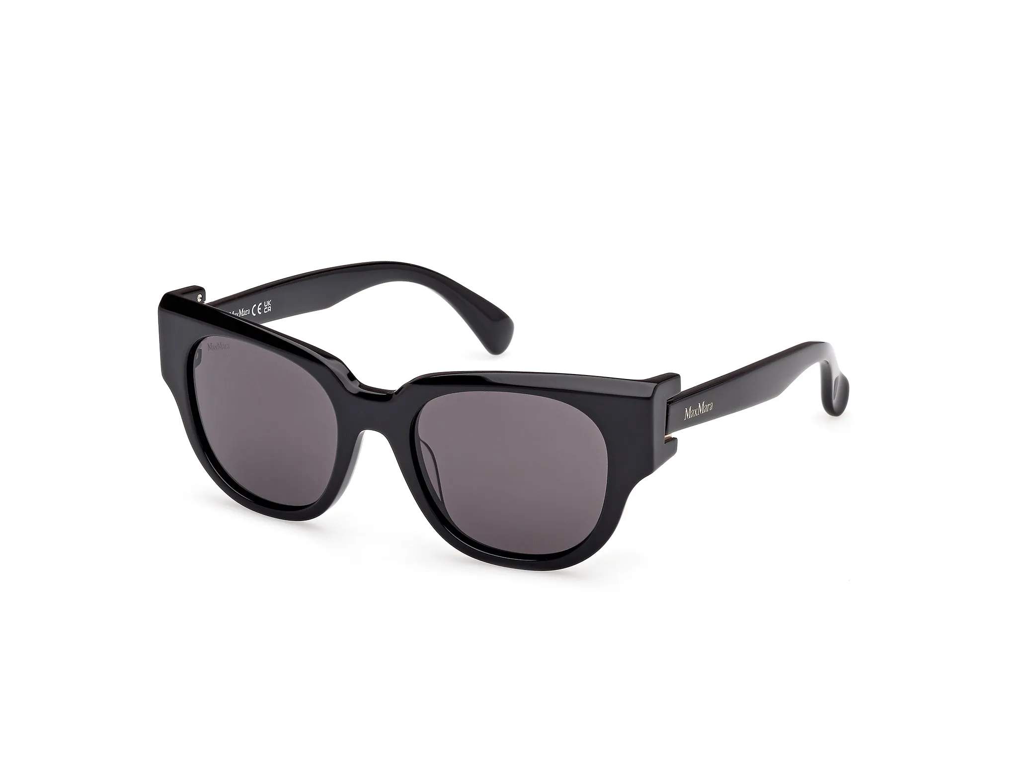 Max Mara MM0138 CLIP 01A Occhiali da sole Acetato Nero Fumo Rotonda Normale - immagine 1
