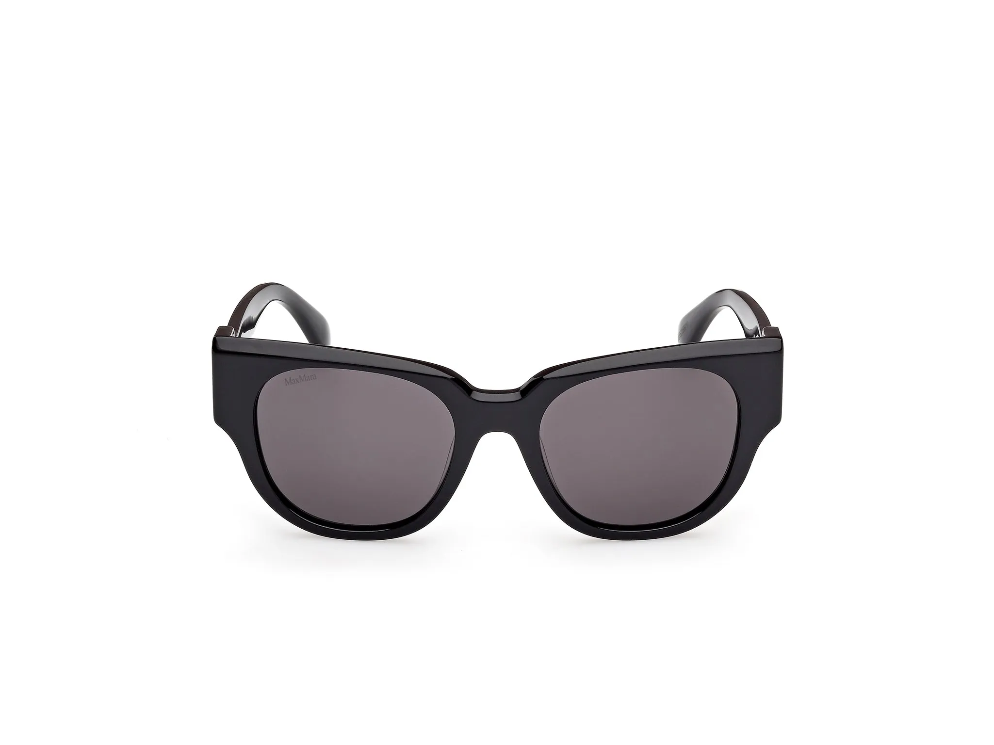 Max Mara MM0138 CLIP 01A Occhiali da sole Acetato Nero Fumo Rotonda Normale - immagine 2