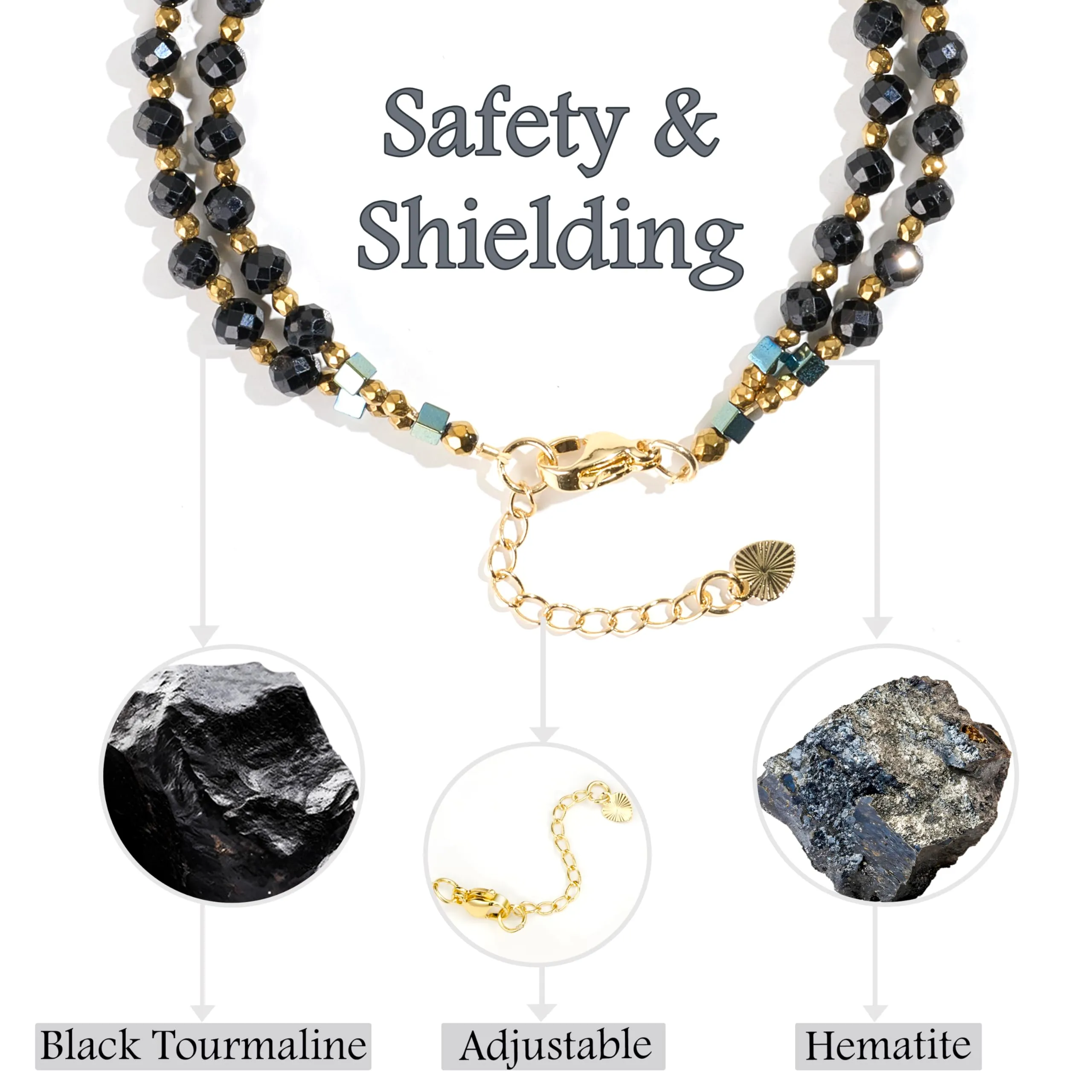 Farfume Bracciale Donna Chakra 4 mm Perline Bracciali, Cristalli Pietre Naturali Gioielli Regalo per le Donne (Tormalina Nera) - immagine 4