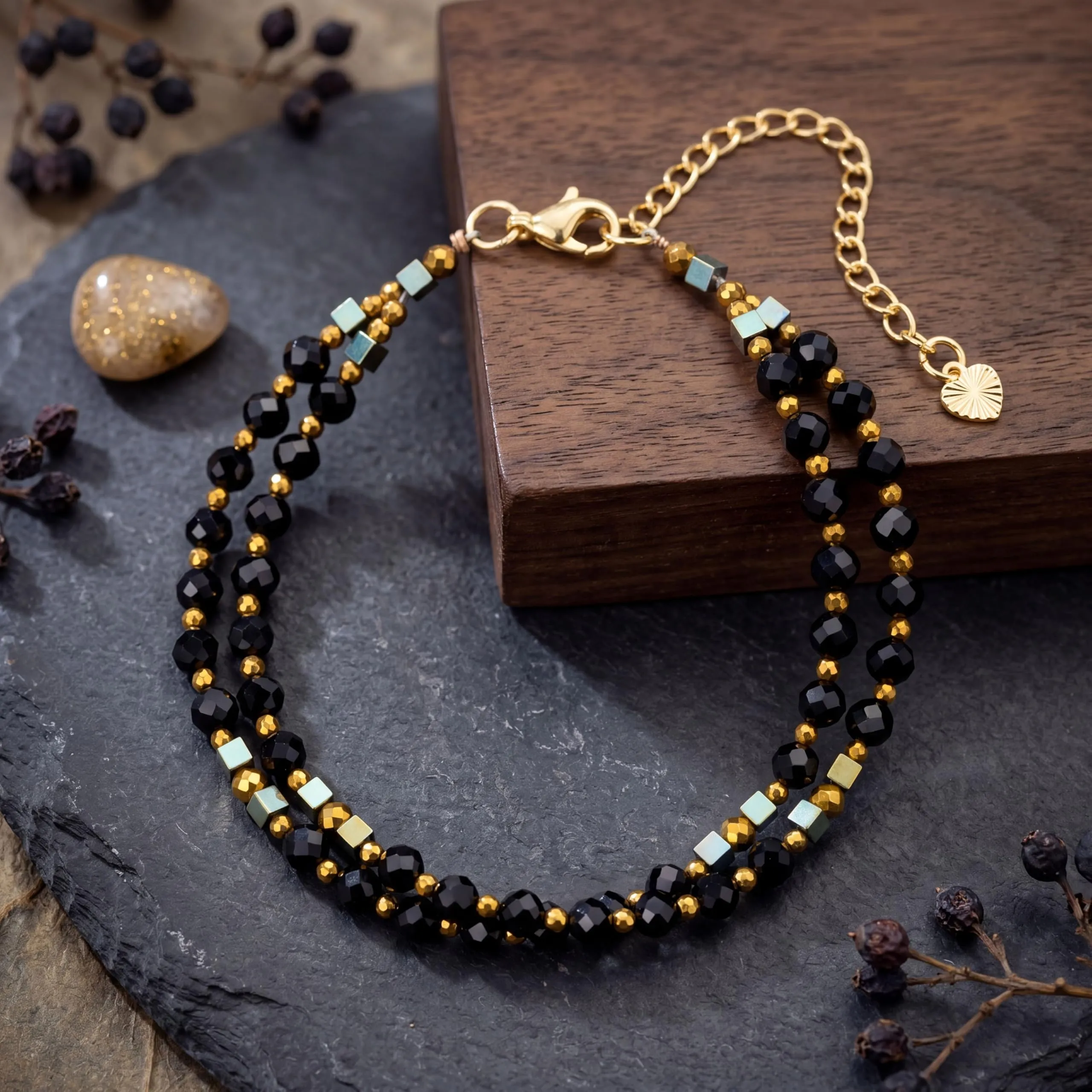 Farfume Bracciale Donna Chakra 4 mm Perline Bracciali, Cristalli Pietre Naturali Gioielli Regalo per le Donne (Tormalina Nera) - immagine 7