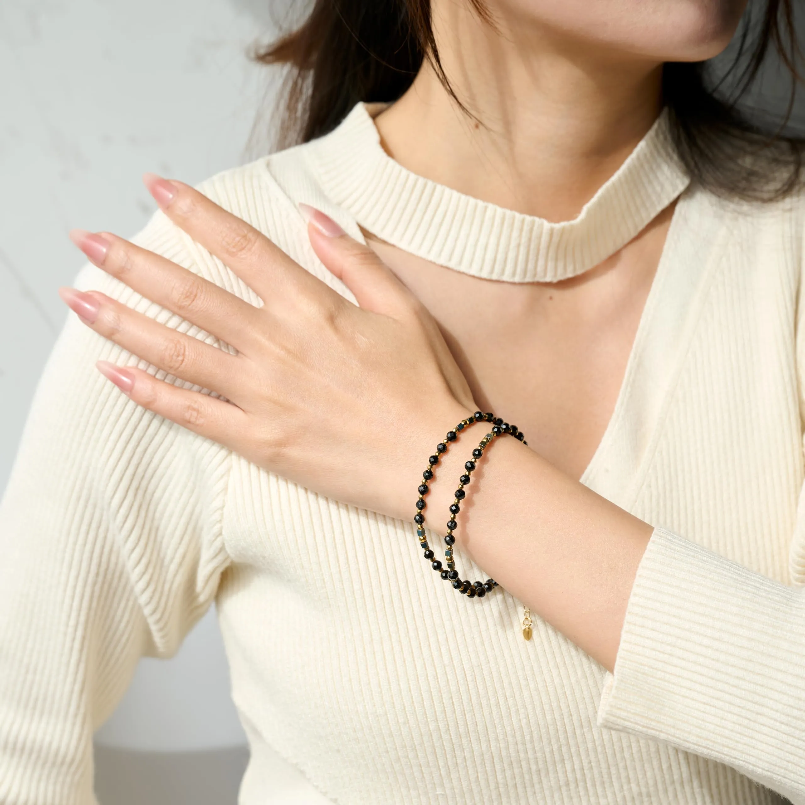 Farfume Bracciale Donna Chakra 4 mm Perline Bracciali, Cristalli Pietre Naturali Gioielli Regalo per le Donne (Ossidiana Nera) - immagine 3