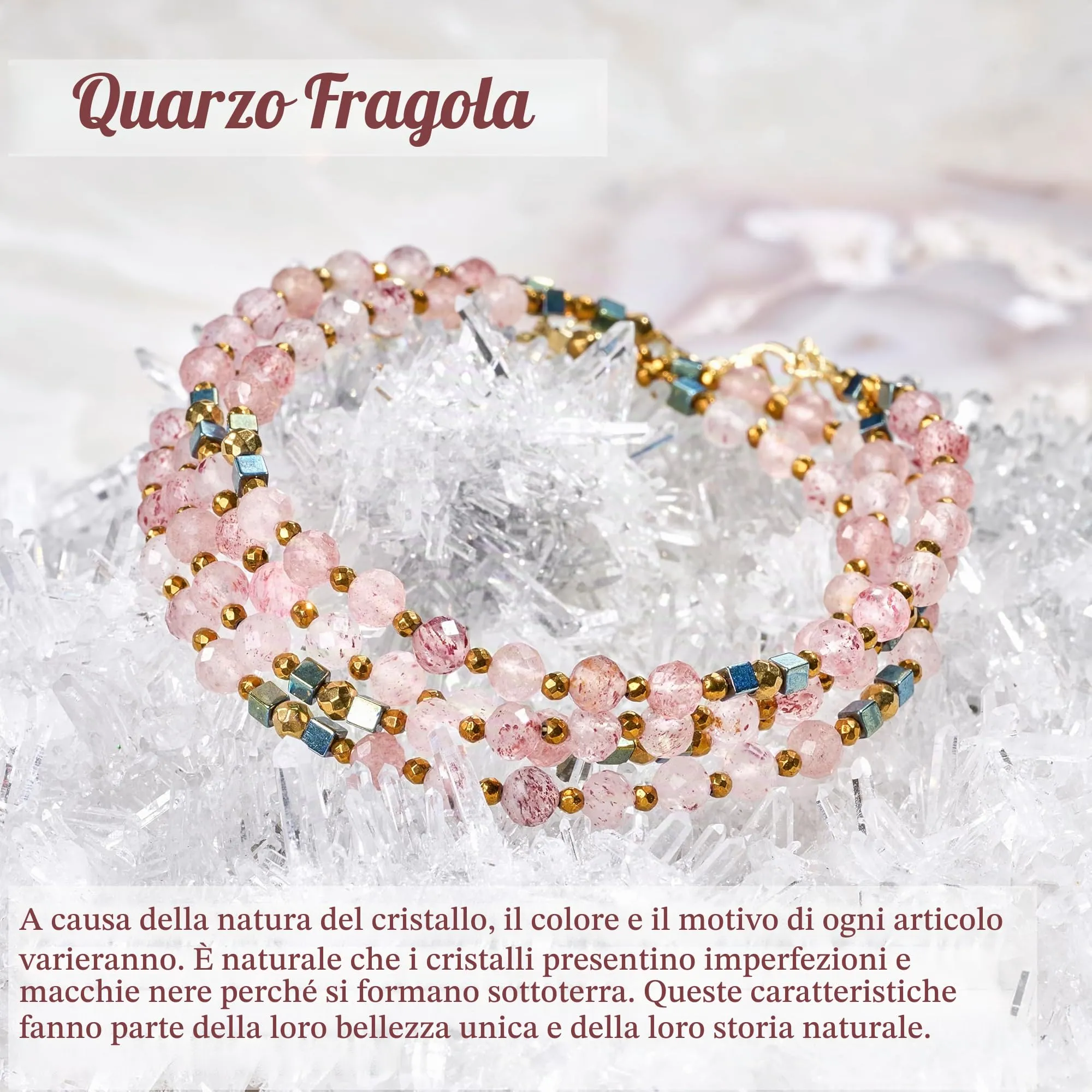 Farfume Bracciale Donna Chakra 4 mm Perline Bracciali, Cristalli Pietre Naturali Gioielli Regalo per le Donne (Quarzo Fragola) - immagine 8