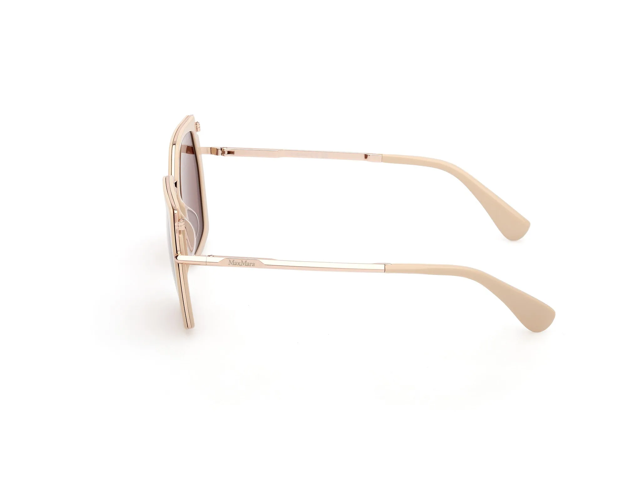 Max Mara MM0136 MILLER-5 25E Occhiali da sole Acetato Avorio Marrone Geometrica Normale - immagine 3