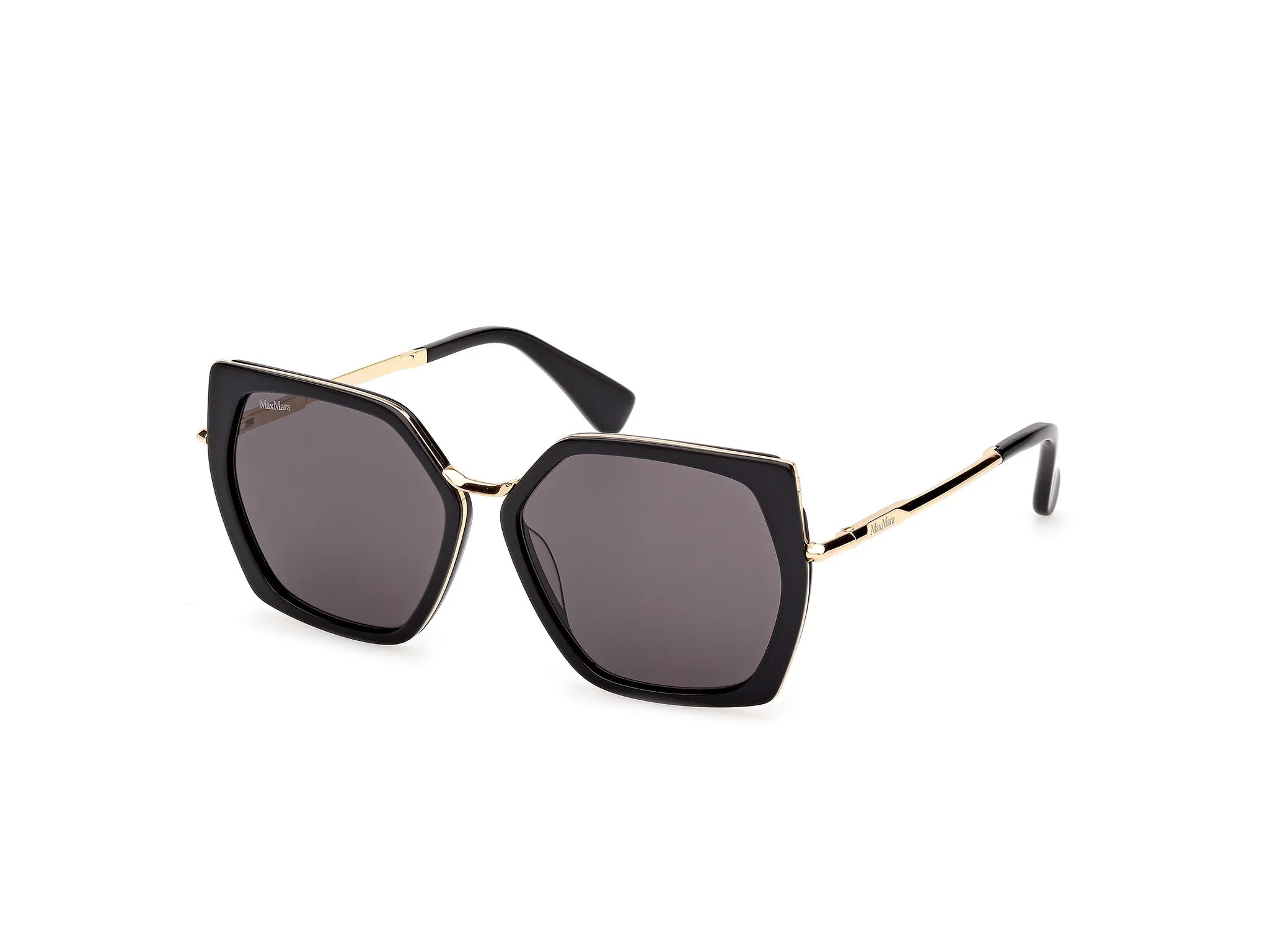 Max Mara MM0136 MILLER-5 01A Occhiali da sole Acetato Nero Fumo Geometrica Normale - immagine 1