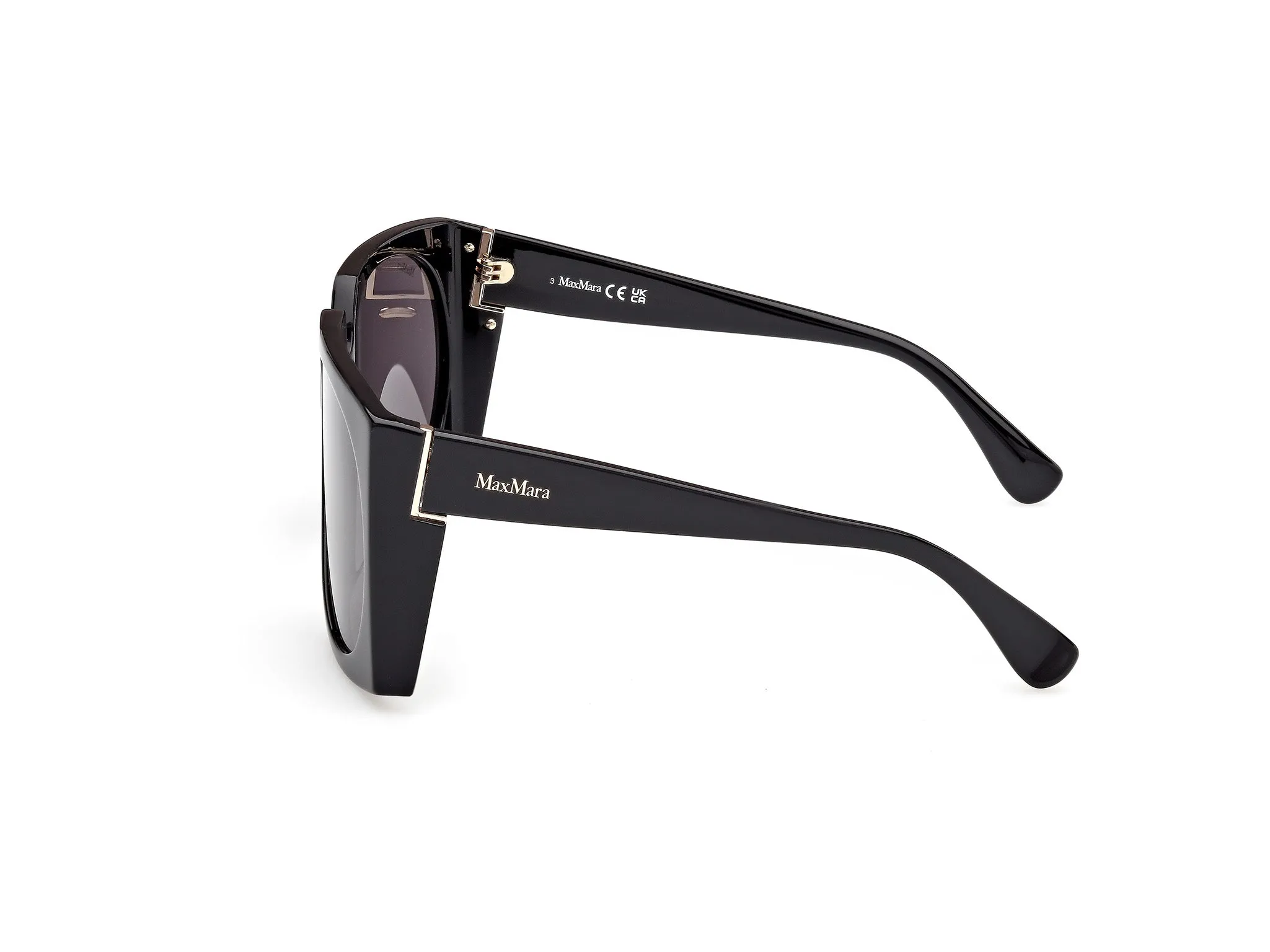 Max Mara MM0133 ANNE 01A Occhiali da sole Acetato Nero Fumo Pilot Normale - immagine 3