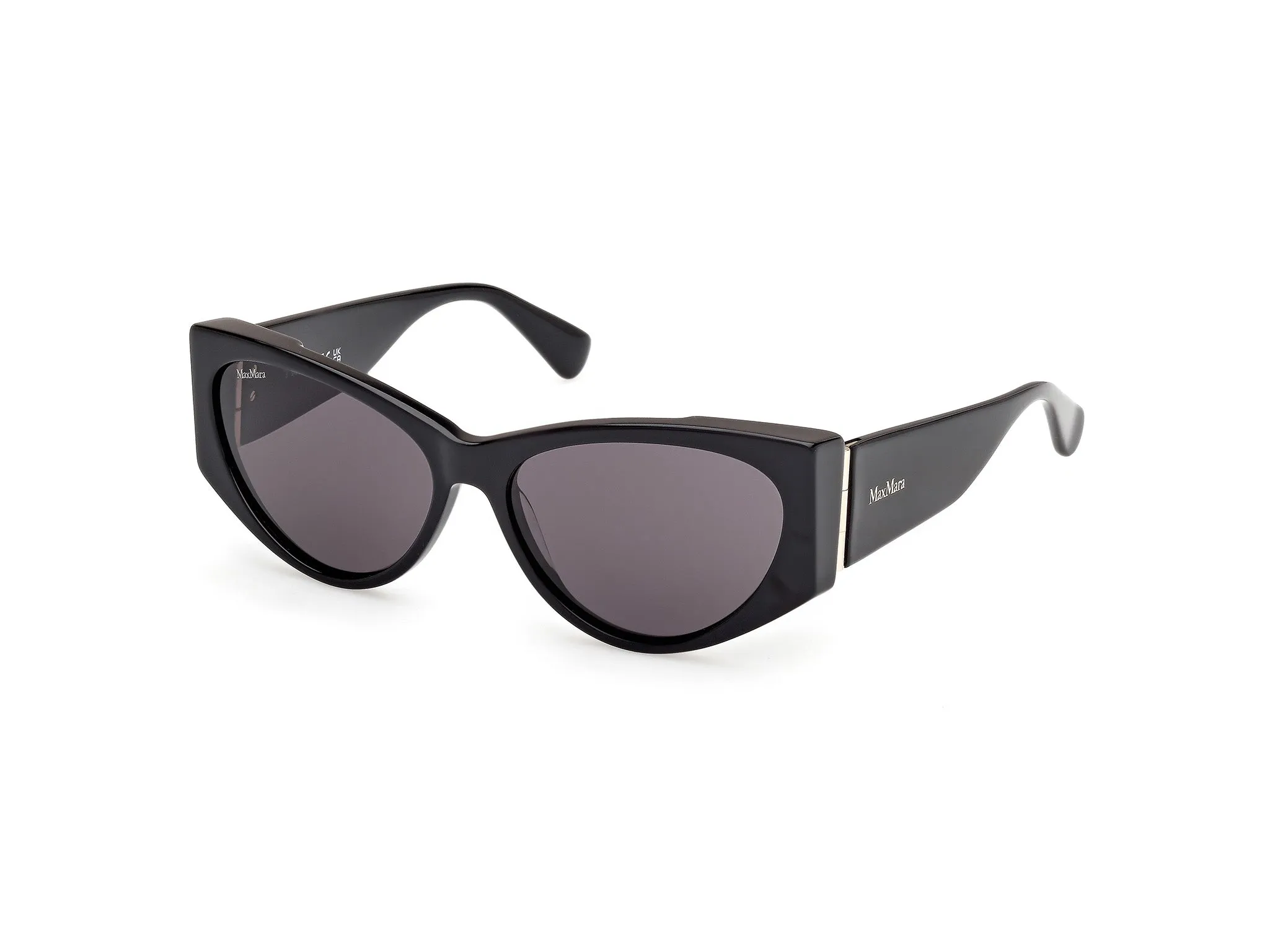 Max Mara MM0132 HINGE-1 01A Occhiali da sole Acetato Nero Fumo Cat Eye Normale - immagine 1