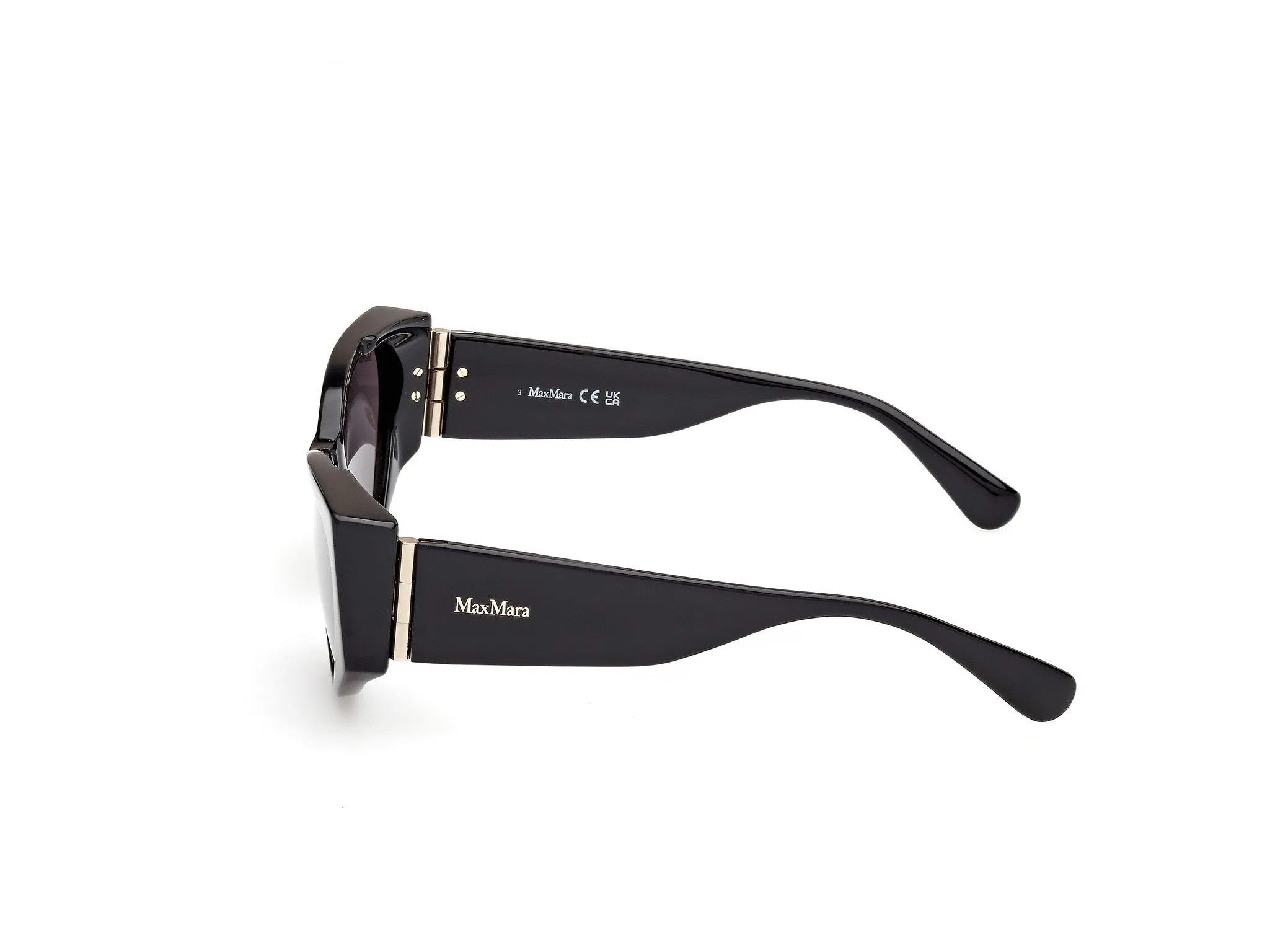 Max Mara MM0132 HINGE-1 01A Occhiali da sole Acetato Nero Fumo Cat Eye Normale - immagine 3