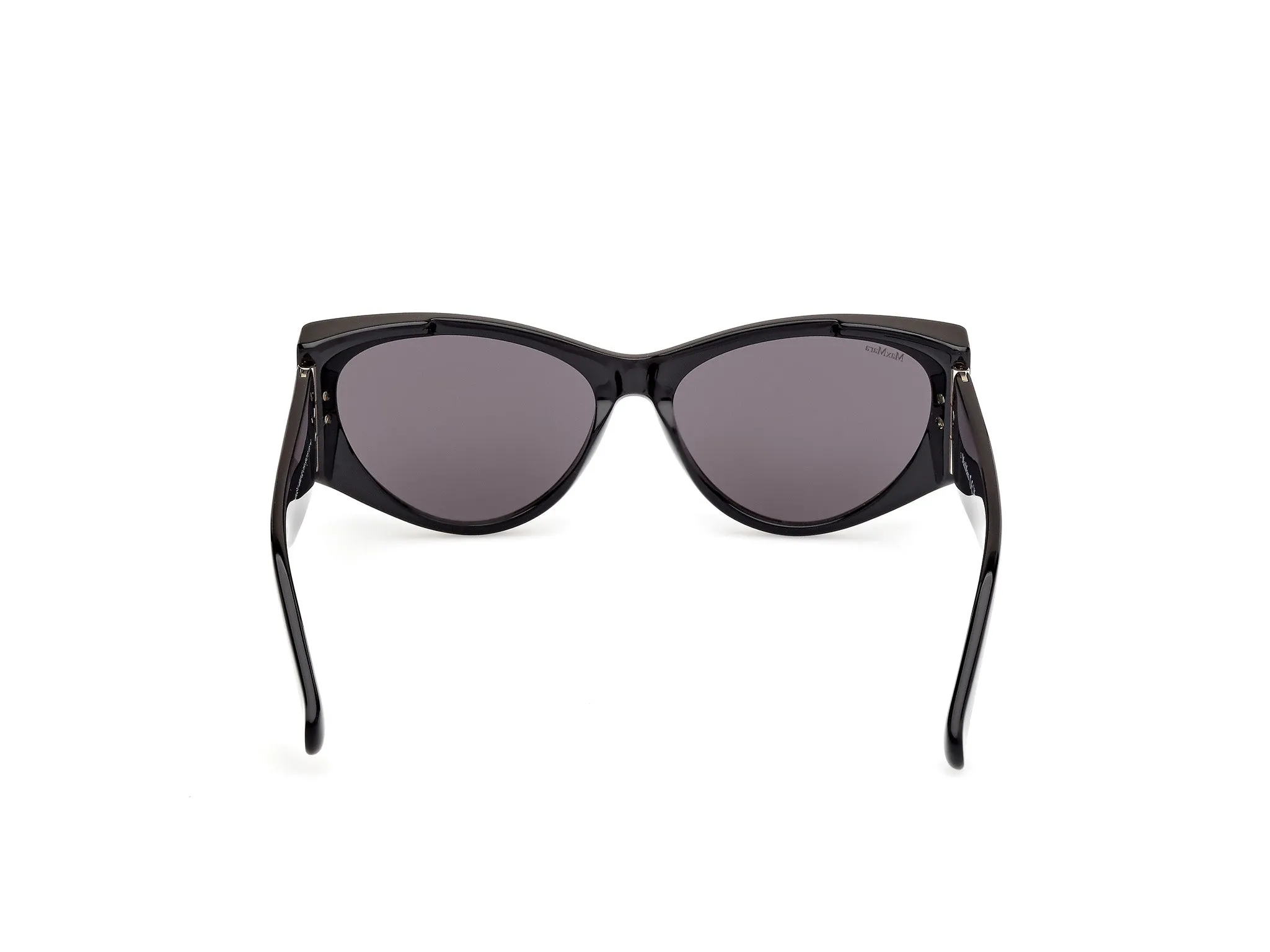 Max Mara MM0132 HINGE-1 01A Occhiali da sole Acetato Nero Fumo Cat Eye Normale - immagine 4