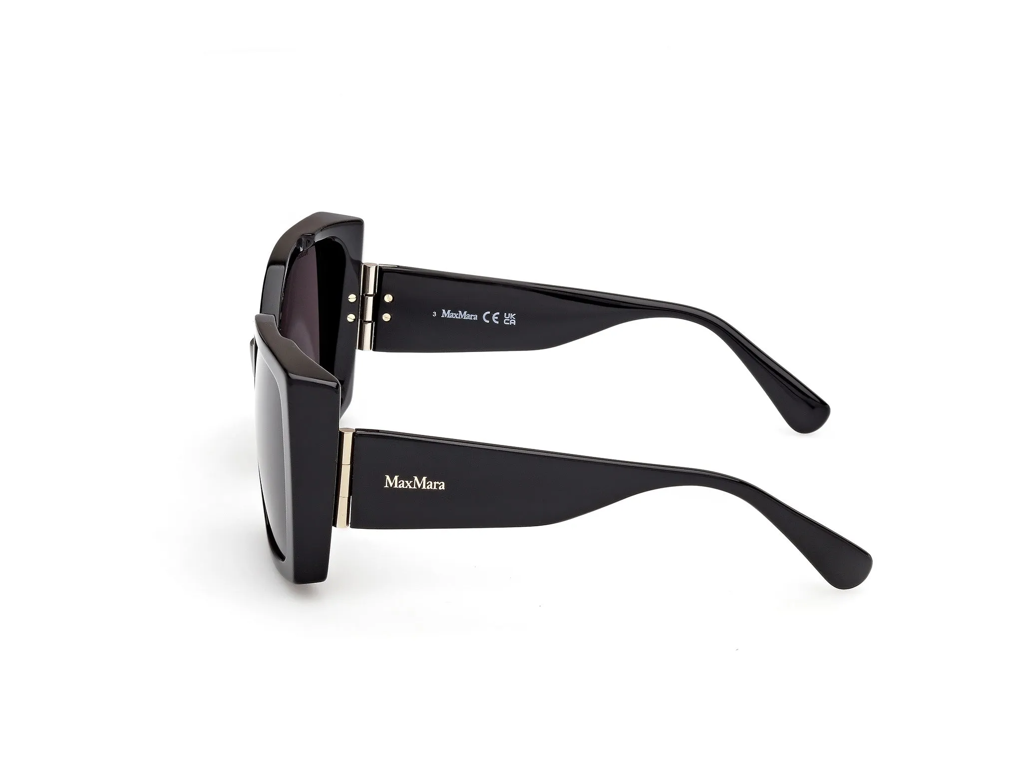 Max Mara MM0131 HINGE 01A Occhiali da sole Acetato Nero Fumo Squadrata Normale - immagine 3