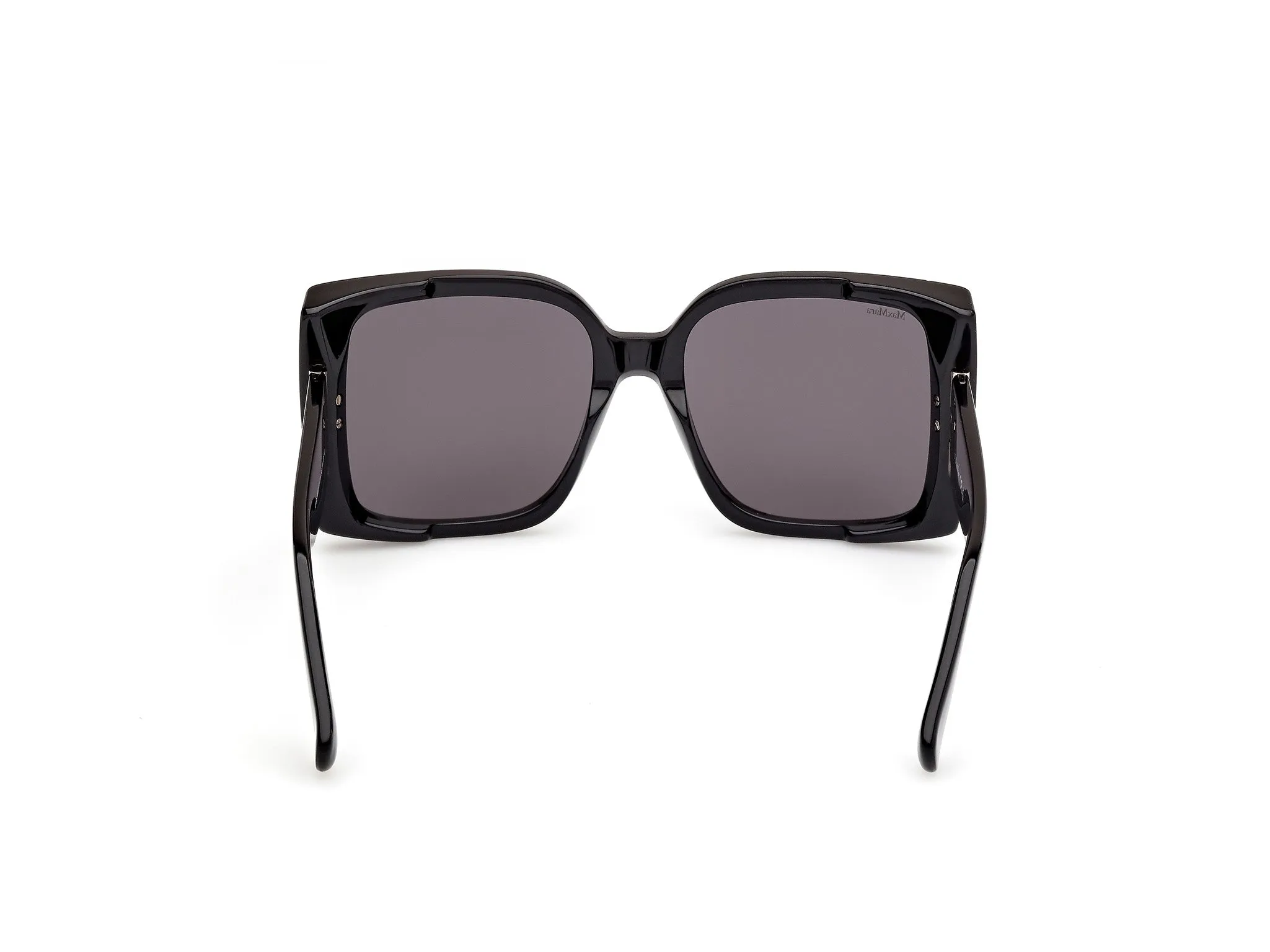 Max Mara MM0131 HINGE 01A Occhiali da sole Acetato Nero Fumo Squadrata Normale - immagine 4