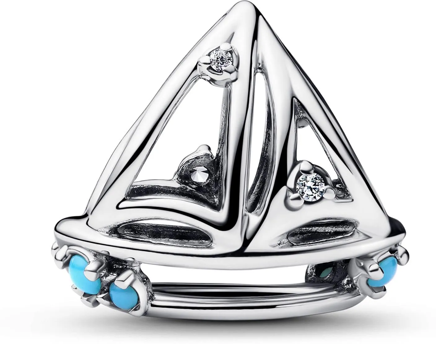 Pandora Moments 793905C01 Breloque en Forme de voilier en Argent Sterling avec zircone Compatible avec Pendentif Moments, 7,5x10,8x12,2 mm, Argent Sterling, Zircone cubique - immagine 2