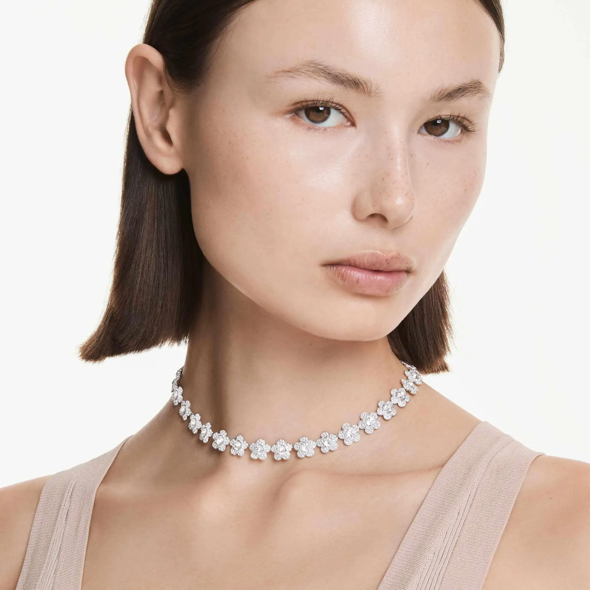 Swarovski x Ariana Grande Collana, Taglio Round, Fiore, Bianca, Placcato rodio - immagine 6