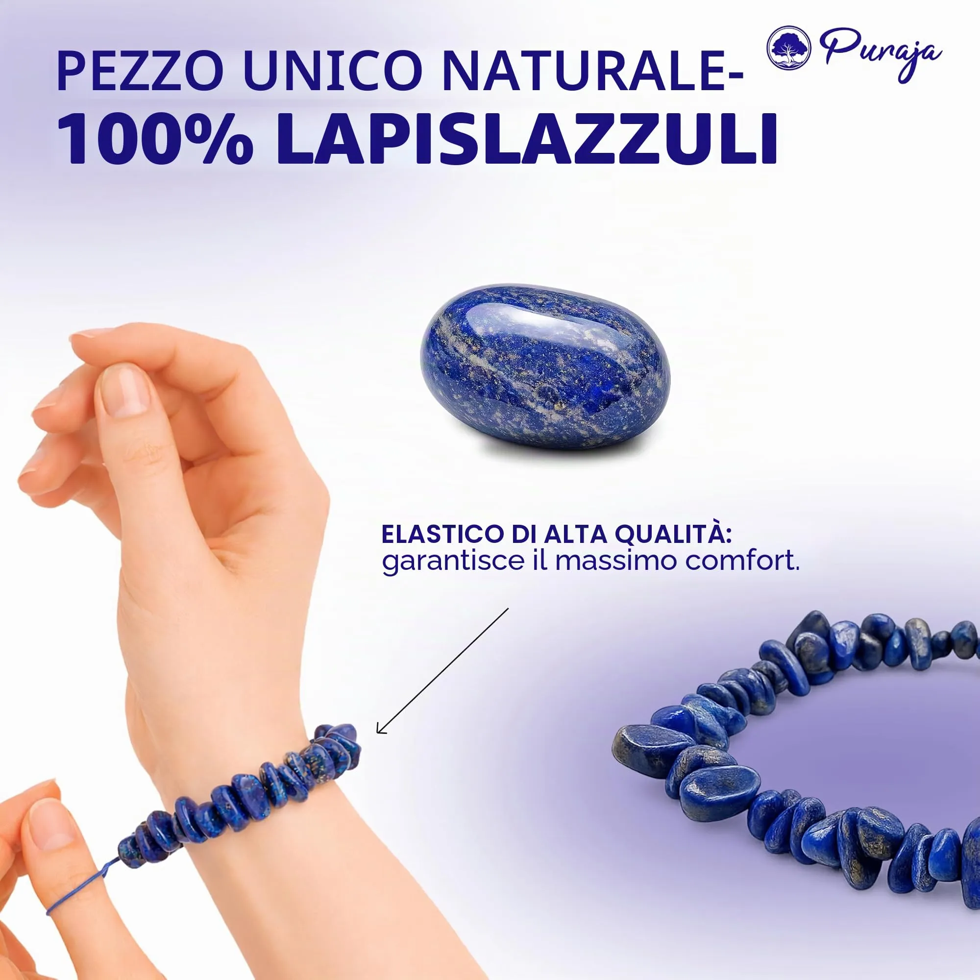 PURAJA Bracciale in vera pietra preziosa naturale: tormalina | Bracciale splendente in minerali di alta qualità, Eine Grösse, Gemma, Tormalina - immagine 3