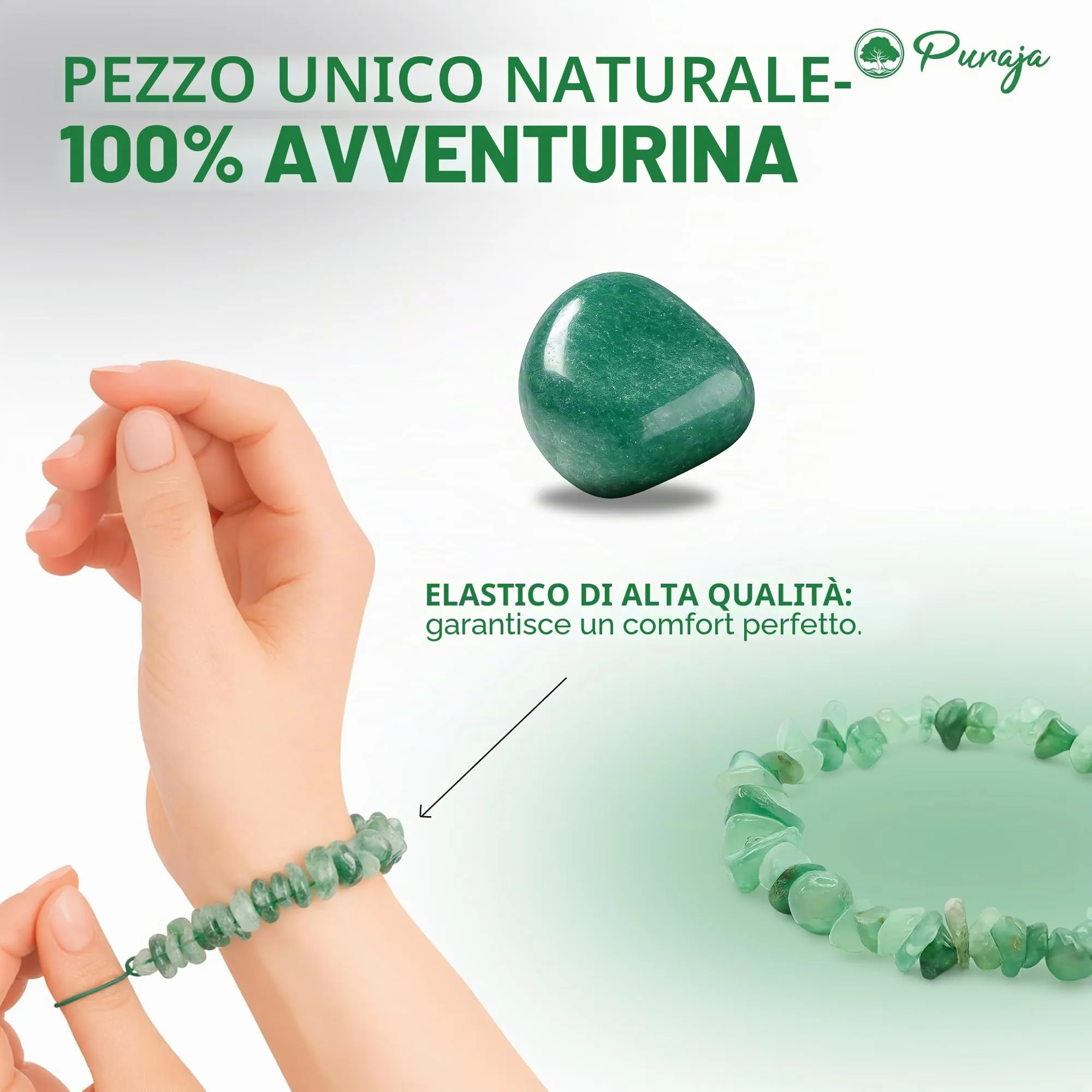 PURAJA Bracciale in vera pietra preziosa naturale: tormalina | Bracciale splendente in minerali di alta qualità, Eine Grösse, Gemma, Tormalina - immagine 3