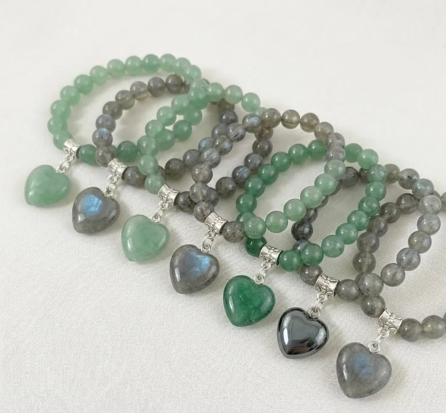 Bracciale con Pietre Naturali Vere e Ciondolo a Cuore, Energia Positiva, Armonia Interiore e Protezione Spirituale, Amore e Benessere Ossidiana - immagine 5