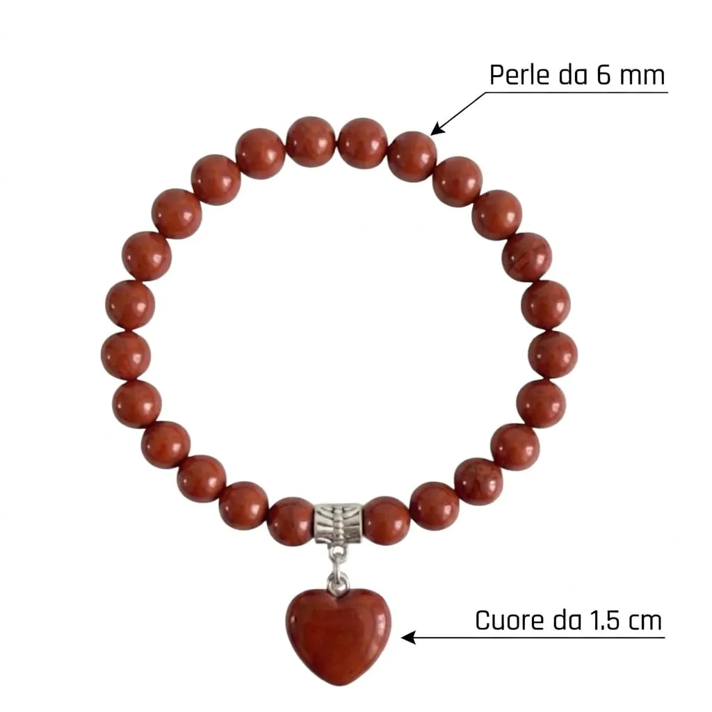 ALCHIMIA- Bracciale con Pietre Naturali Vere e Ciondolo a Cuore, Energia Positiva, Armonia Interiore e Protezione Spirituale, Amore e Benessere Diaspro Rosso - immagine 7
