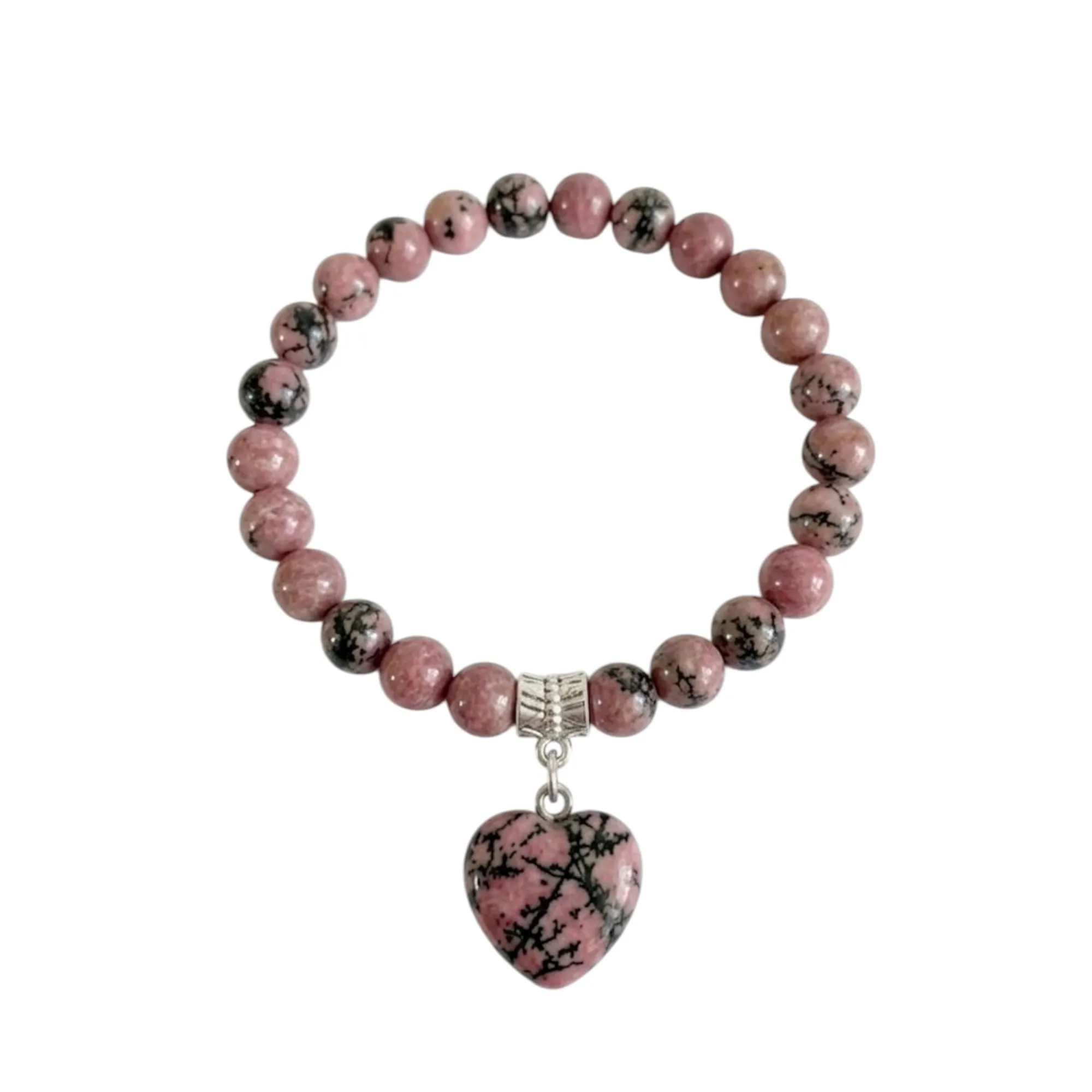 ALCHIMIA-Bracciale con Pietre Naturali Vere e Ciondolo a Cuore, Energia Positiva, Armonia Interiore e Protezione Spirituale, Amore e Benessere Rodonite - immagine 2