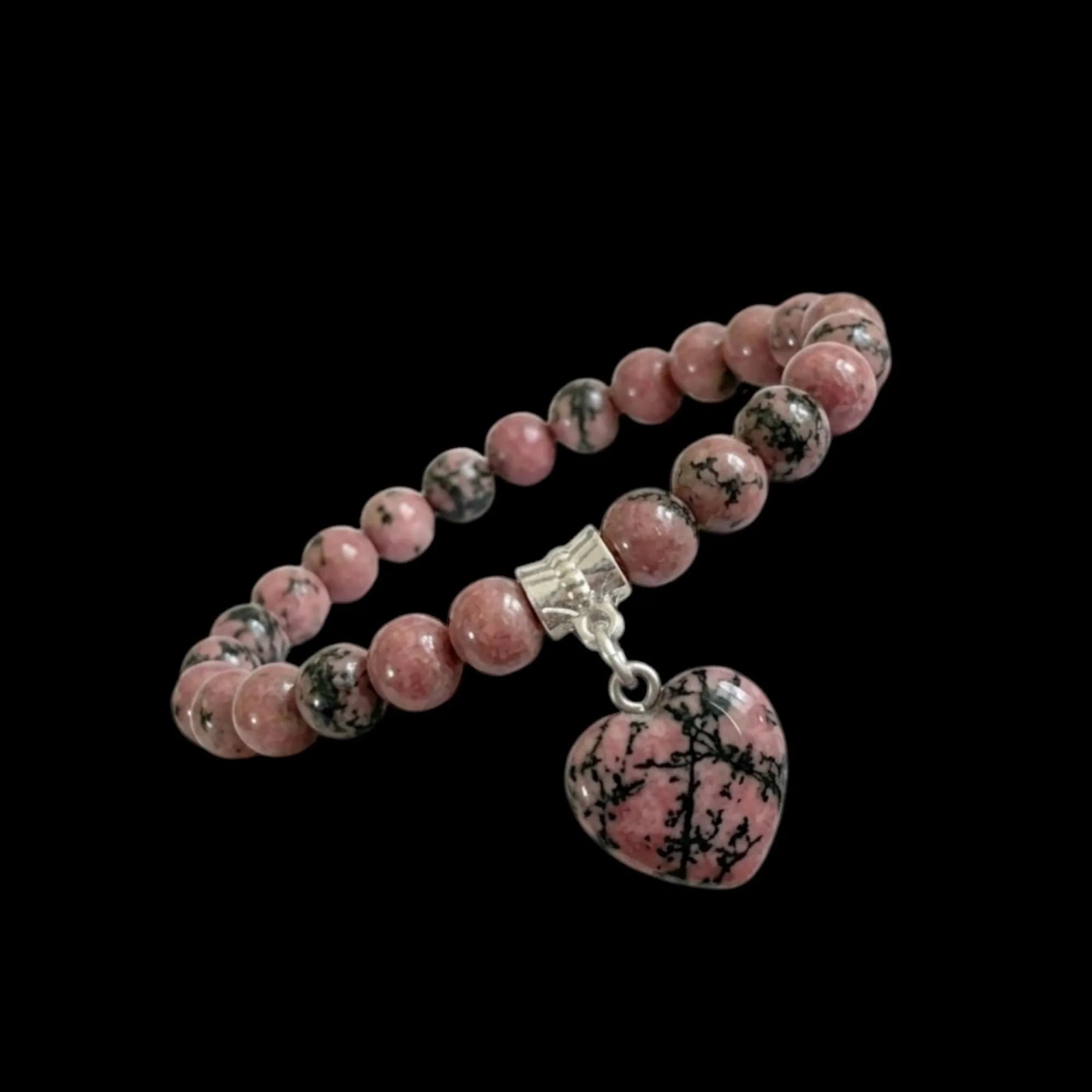 ALCHIMIA-Bracciale con Pietre Naturali Vere e Ciondolo a Cuore, Energia Positiva, Armonia Interiore e Protezione Spirituale, Amore e Benessere Rodonite - immagine 3