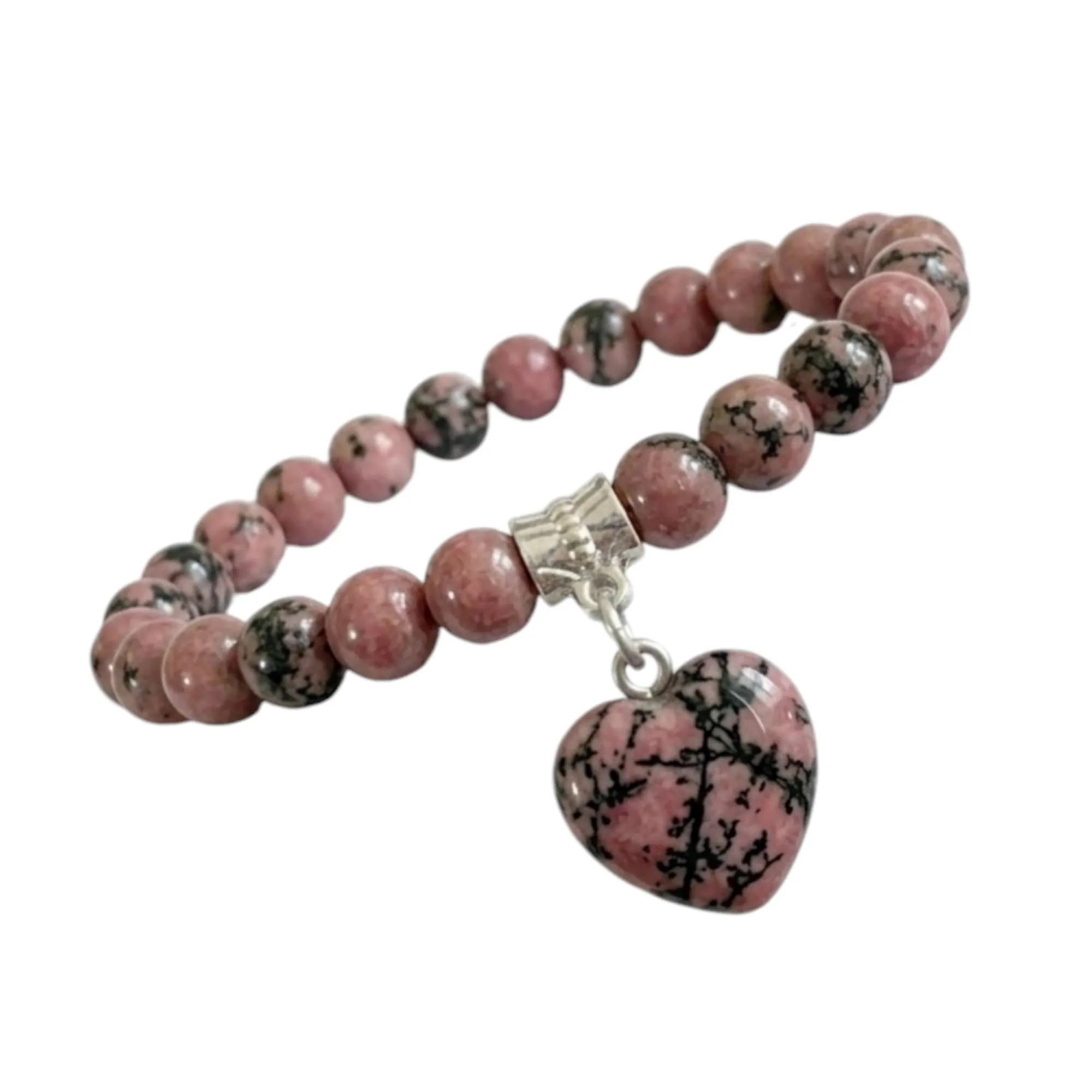 ALCHIMIA-Bracciale con Pietre Naturali Vere e Ciondolo a Cuore, Energia Positiva, Armonia Interiore e Protezione Spirituale, Amore e Benessere Rodonite - immagine 7