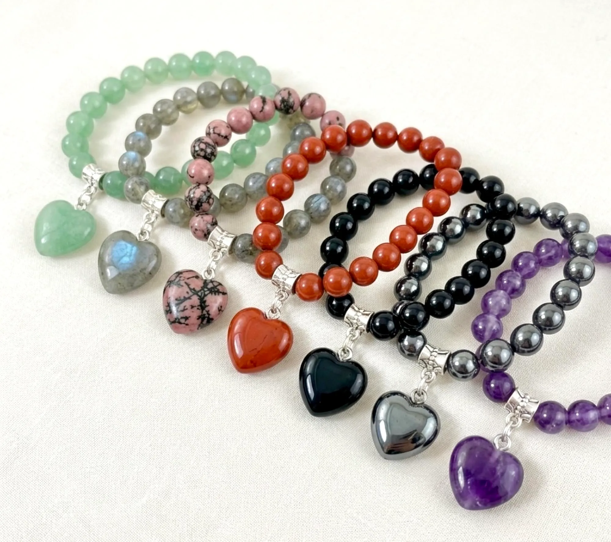 Generico Bracciale con Pietre Naturali Vere e Ciondolo a Cuore quarzo rosa, Energia Positiva, Armonia Interiore e Protezione Spirituale, Amore e Benessere Lepidolite - immagine 6