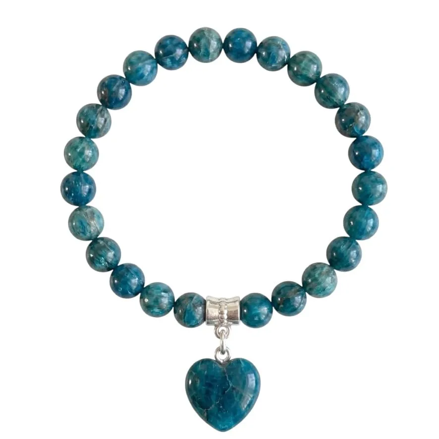 Bracciale con Pietre Naturali Vere e Ciondolo a Cuore, Energia Positiva, Armonia Interiore e Protezione Spirituale, Amore e Benessere (Apatite) - immagine 4