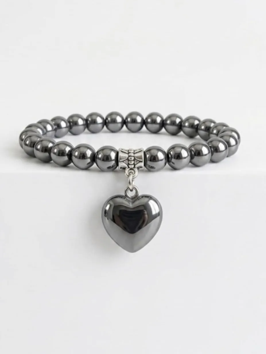 ALCHIMIA-Bracciale con Pietre Naturali Vere e Ciondolo a Cuore, Energia Positiva, Armonia Interiore e Protezione Spirituale, Amore e Benesseree Ematite - immagine 2