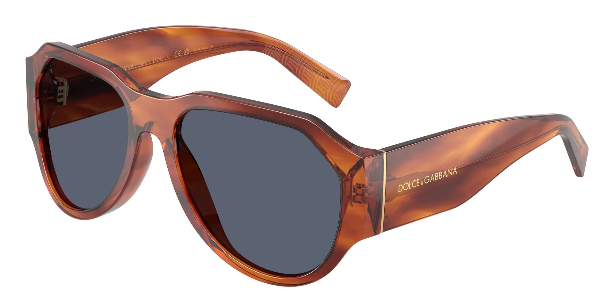 Dolce & Gabbana DG4504 32212V Occhiali da sole Acetato Marrone Blu Pilot Polarizzata - immagine 1