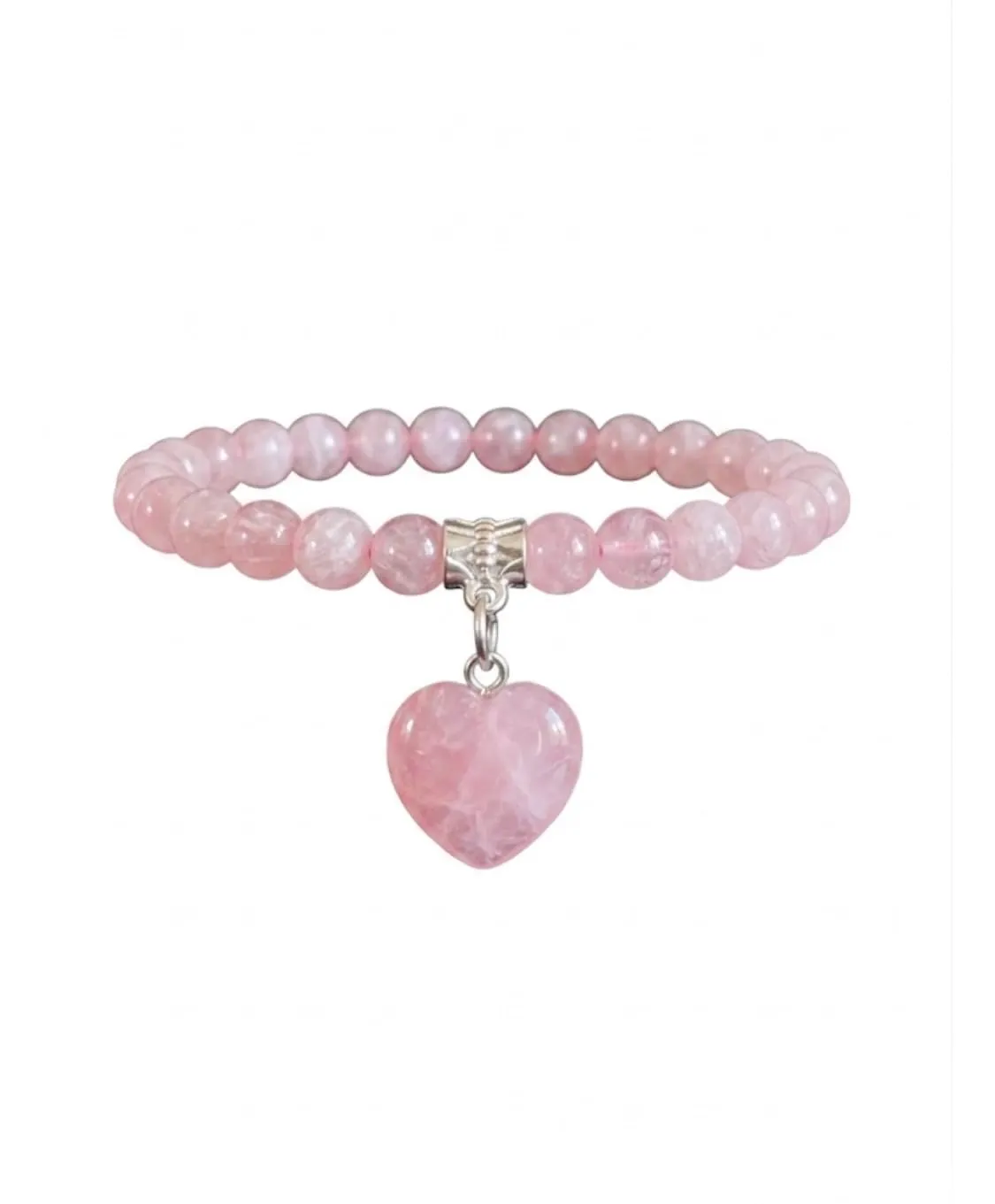 Bracciale con Pietre Naturali Vere e Ciondolo a Cuore, Energia Positiva, Armonia Interiore e Protezione Spirituale, Amore e Benessere (Quarzo Rosa) - immagine 3