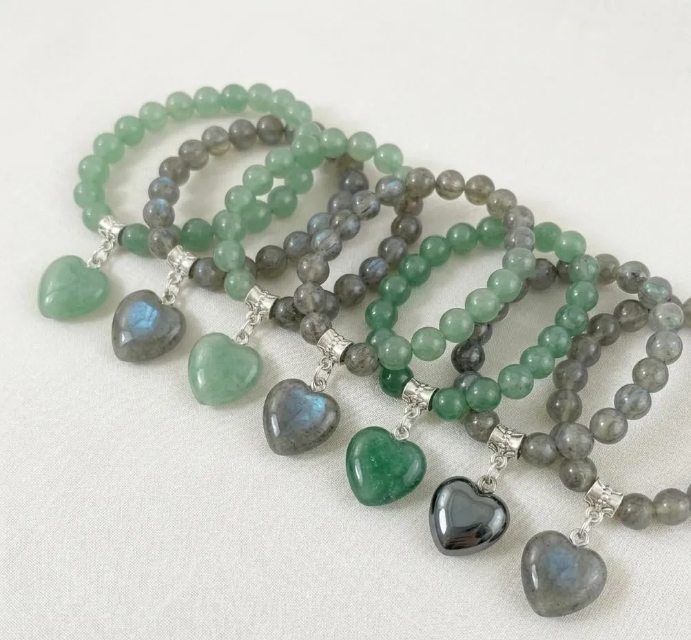 Bracciale con Pietre Naturali Vere e Ciondolo a Cuore, Energia Positiva, Armonia Interiore e Protezione Spirituale, Amore e Benessere (Quarzo Rosa) - immagine 5
