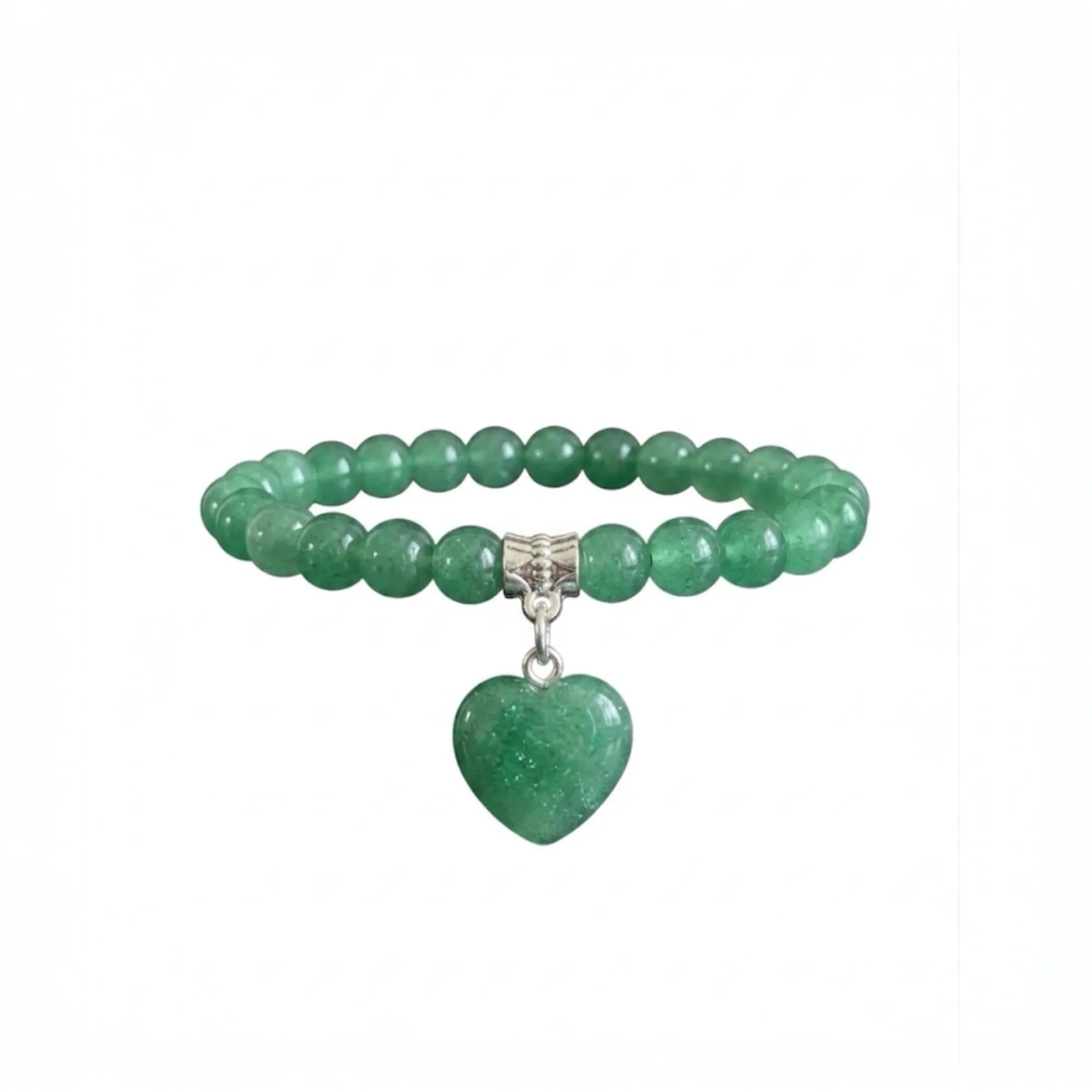 Bracciale con Pietre Naturali Vere e Ciondolo a Cuore, Energia Positiva, Armonia Interiore e Protezione Spirituale, Amore e Benessere Avventurina - immagine 1