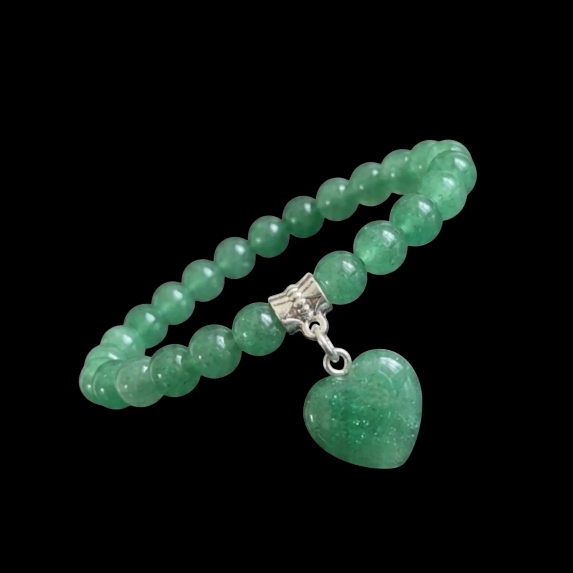 Bracciale con Pietre Naturali Vere e Ciondolo a Cuore, Energia Positiva, Armonia Interiore e Protezione Spirituale, Amore e Benessere Avventurina - immagine 2