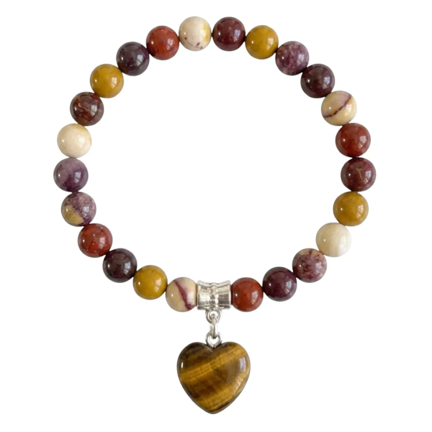 Bracciale con Pietre Naturali Vere e Ciondolo a Cuore, Energia Positiva, Armonia Interiore e Protezione Spirituale, Amore e Benessere (Trasformazione) - immagine 2