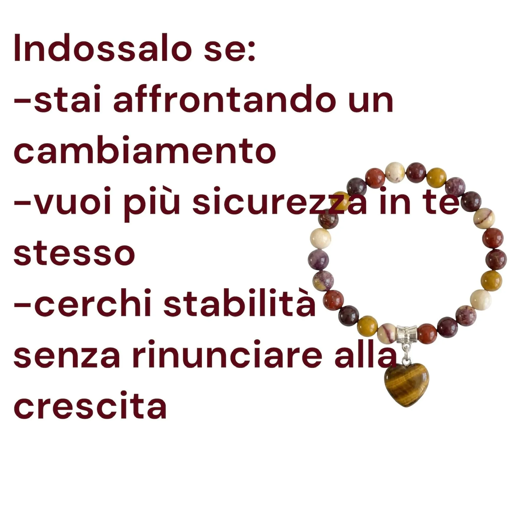 Bracciale con Pietre Naturali Vere e Ciondolo a Cuore, Energia Positiva, Armonia Interiore e Protezione Spirituale, Amore e Benessere (Trasformazione) - immagine 5