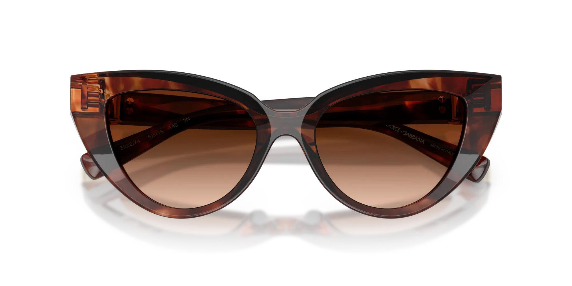 Dolce & Gabbana DG4497 322274 Occhiali da sole Acetato Rosso Marrone Cat Eye Normale Sfumato - immagine 2