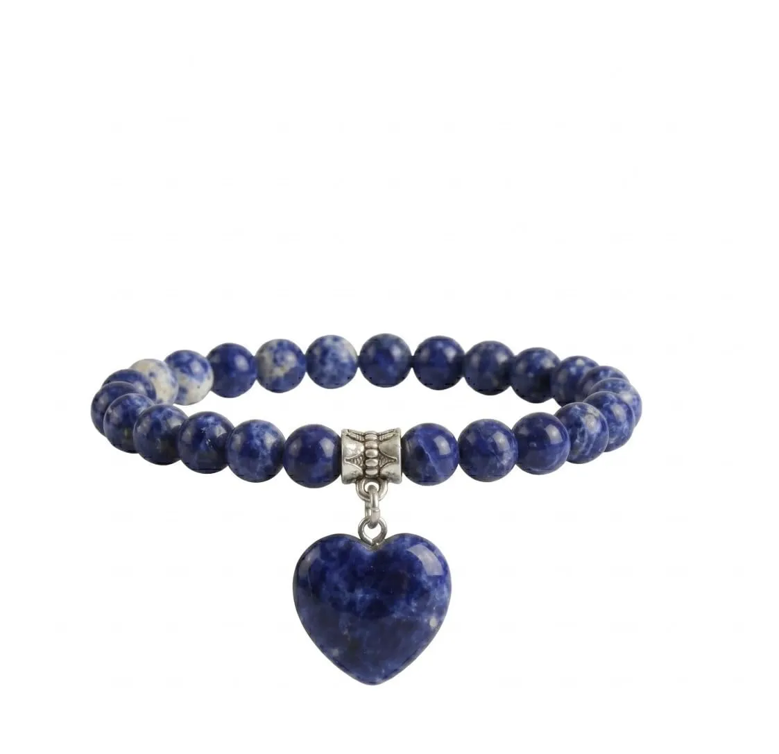 Bracciale con Pietre Naturali Vere e Ciondolo a Cuore, Energia Positiva, Armonia Interiore e Protezione Spirituale, Amore e Benessere (Serenita') - immagine 1