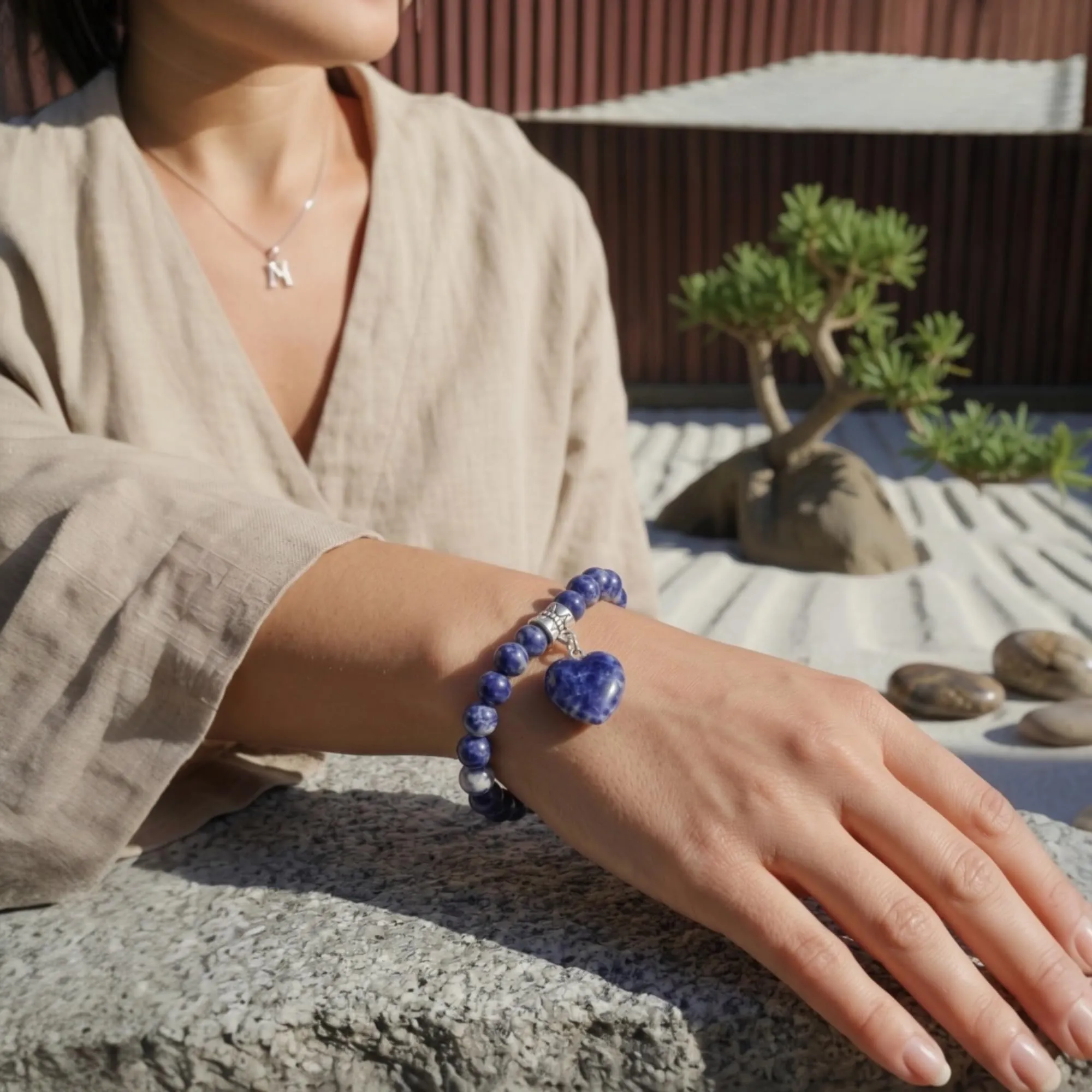 Bracciale con Pietre Naturali Vere e Ciondolo a Cuore, Energia Positiva, Armonia Interiore e Protezione Spirituale, Amore e Benessere (Serenita') - immagine 4