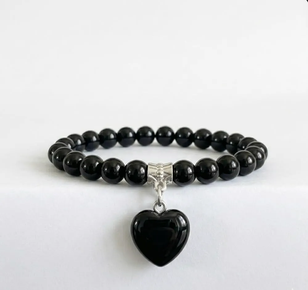 ALCHIMIA-Bracciale con Pietre Naturali Vere e Ciondolo a Cuore, Energia Positiva, Armonia Interiore e Protezione Spirituale, Amore e Benessere Tormalina nera - immagine 2
