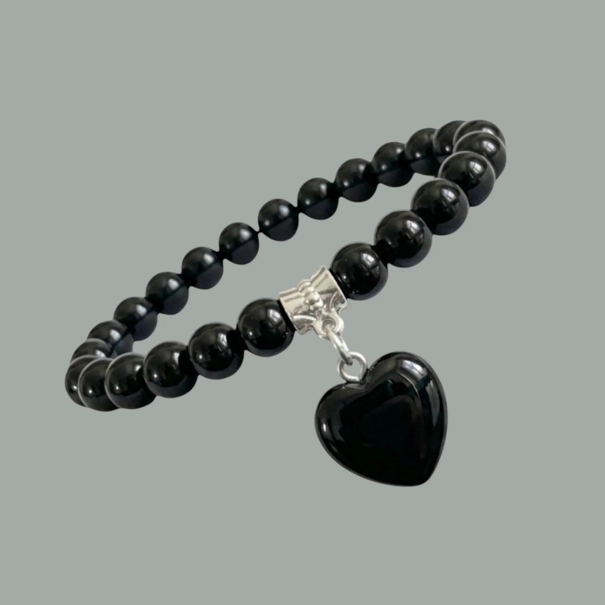 ALCHIMIA-Bracciale con Pietre Naturali Vere e Ciondolo a Cuore, Energia Positiva, Armonia Interiore e Protezione Spirituale, Amore e Benessere Tormalina nera - immagine 4