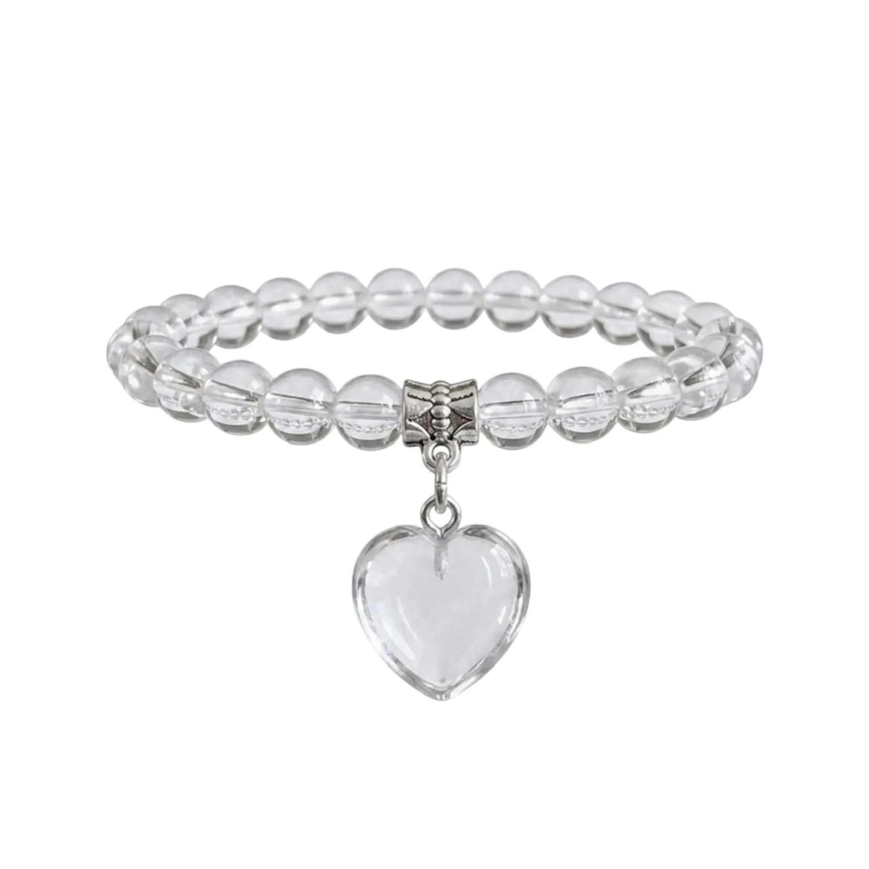 ALCHIMIA- Bracciale con Pietre Naturali Vere e Ciondolo a Cuore, Energia Positiva, Armonia Interiore e Protezione Spirituale, Amore e Benessere Quarzo Ialino - immagine 1