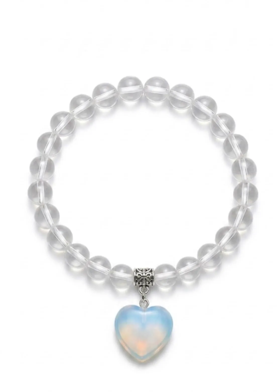 ALCHIMIA- Bracciale con Pietre Naturali Vere e Ciondolo a Cuore, Energia Positiva, Armonia Interiore e Protezione Spirituale, Amore e Benessere Quarzo Ialino - immagine 5