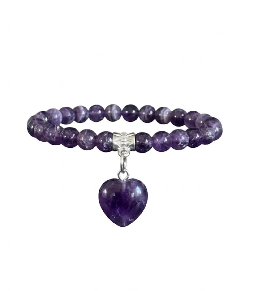 ALCHIMIA-Bracciale con Pietre Naturali Vere e Ciondolo a Cuore, Energia Positiva, Armonia Interiore e Protezione Spirituale, Amore e Benessere Ametista - immagine 2