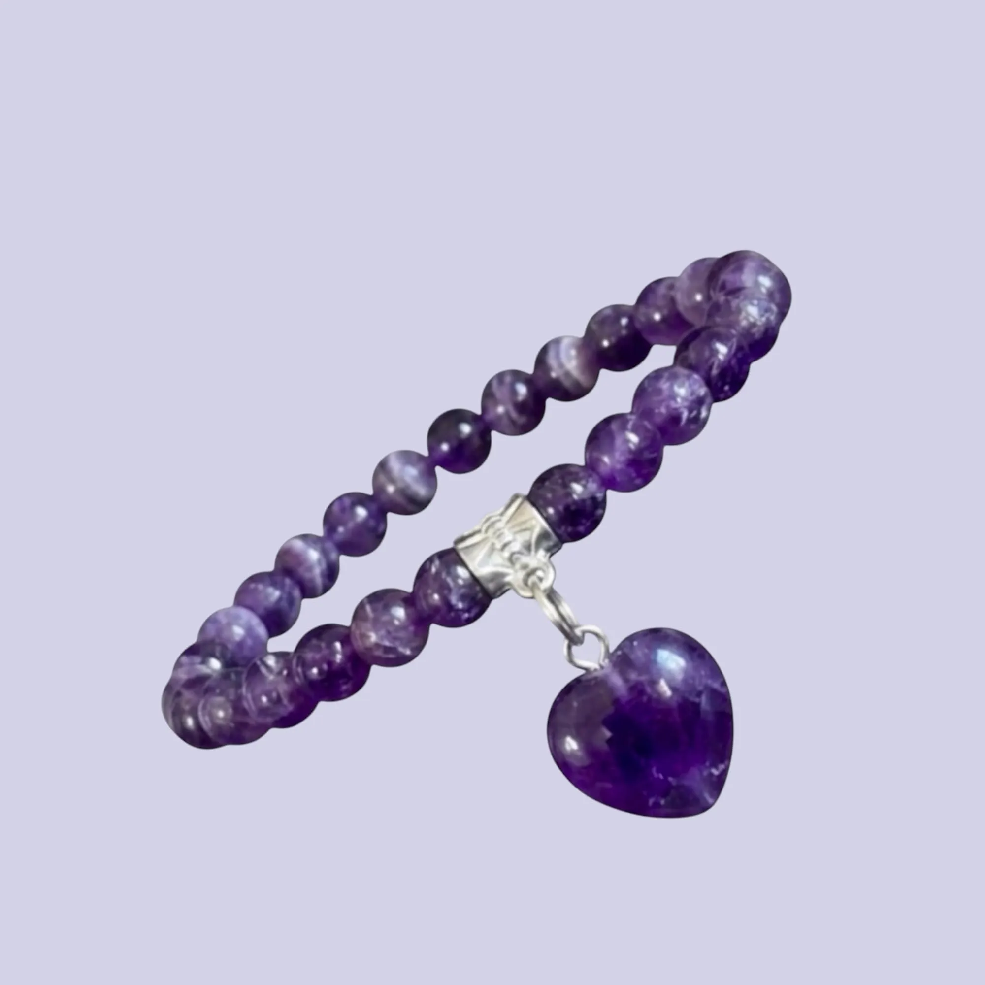 ALCHIMIA-Bracciale con Pietre Naturali Vere e Ciondolo a Cuore, Energia Positiva, Armonia Interiore e Protezione Spirituale, Amore e Benessere Ametista - immagine 6