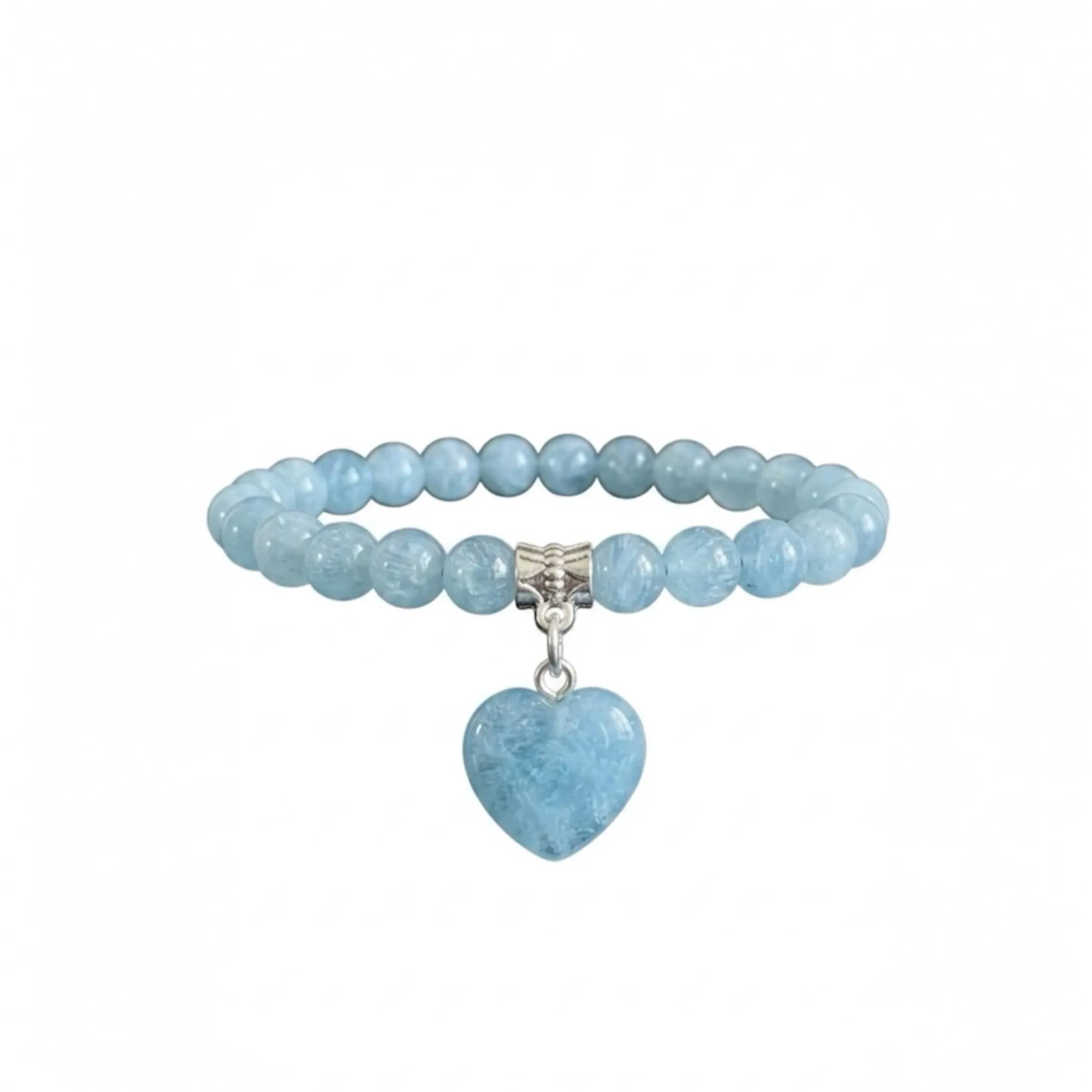 ALCHIMIA- Bracciale con Pietre Naturali Vere e Ciondolo a Cuore, Energia Positiva, Armonia Interiore e Protezione Spirituale, Amore e Benessere Acquamarina - immagine 1