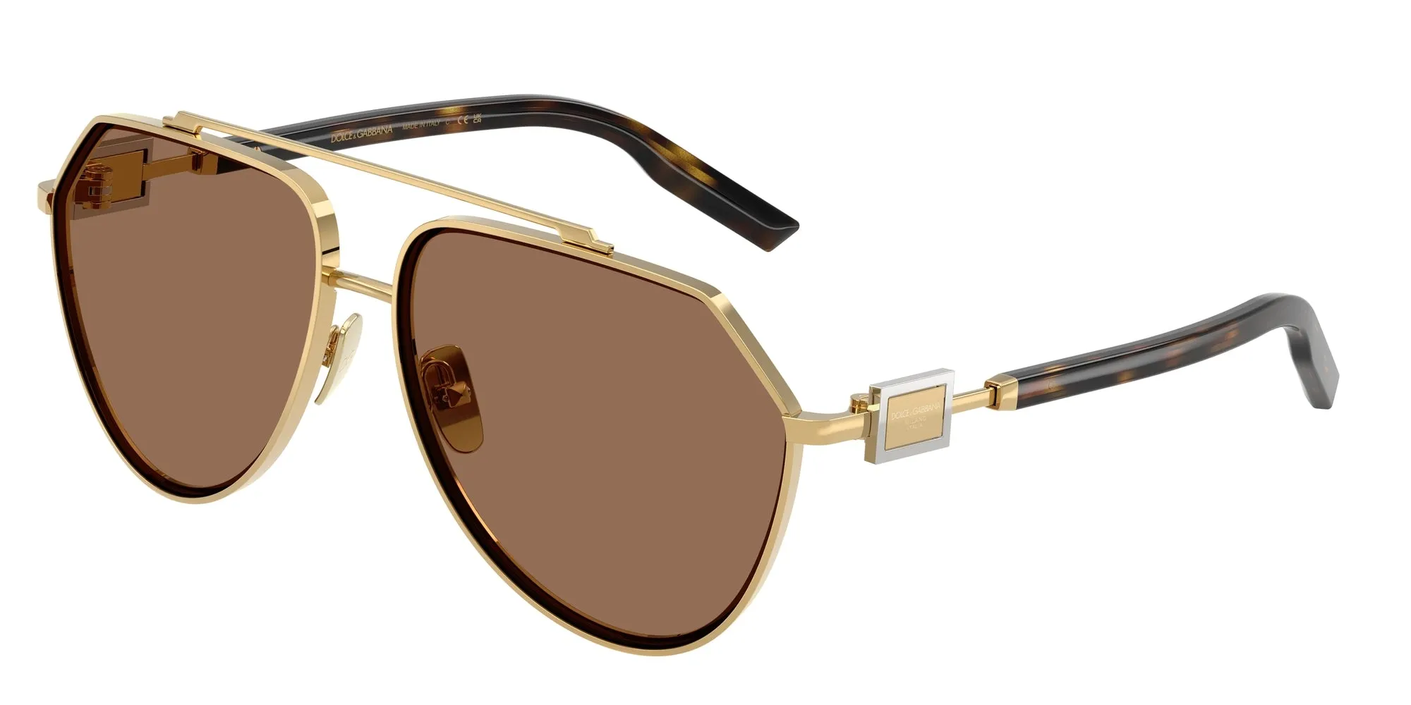 Dolce & Gabbana DG2315 02/73 Occhiali da sole Metallo Oro Marrone Pilot Normale - immagine 1