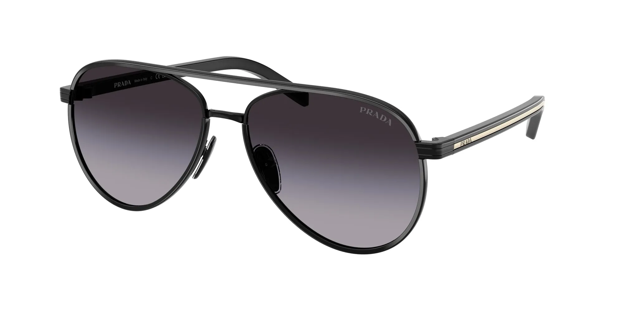 Prada PR B57S AAV90A Occhiali da sole Acciaio Nero Grigio Pilot Normale Sfumato - immagine 1