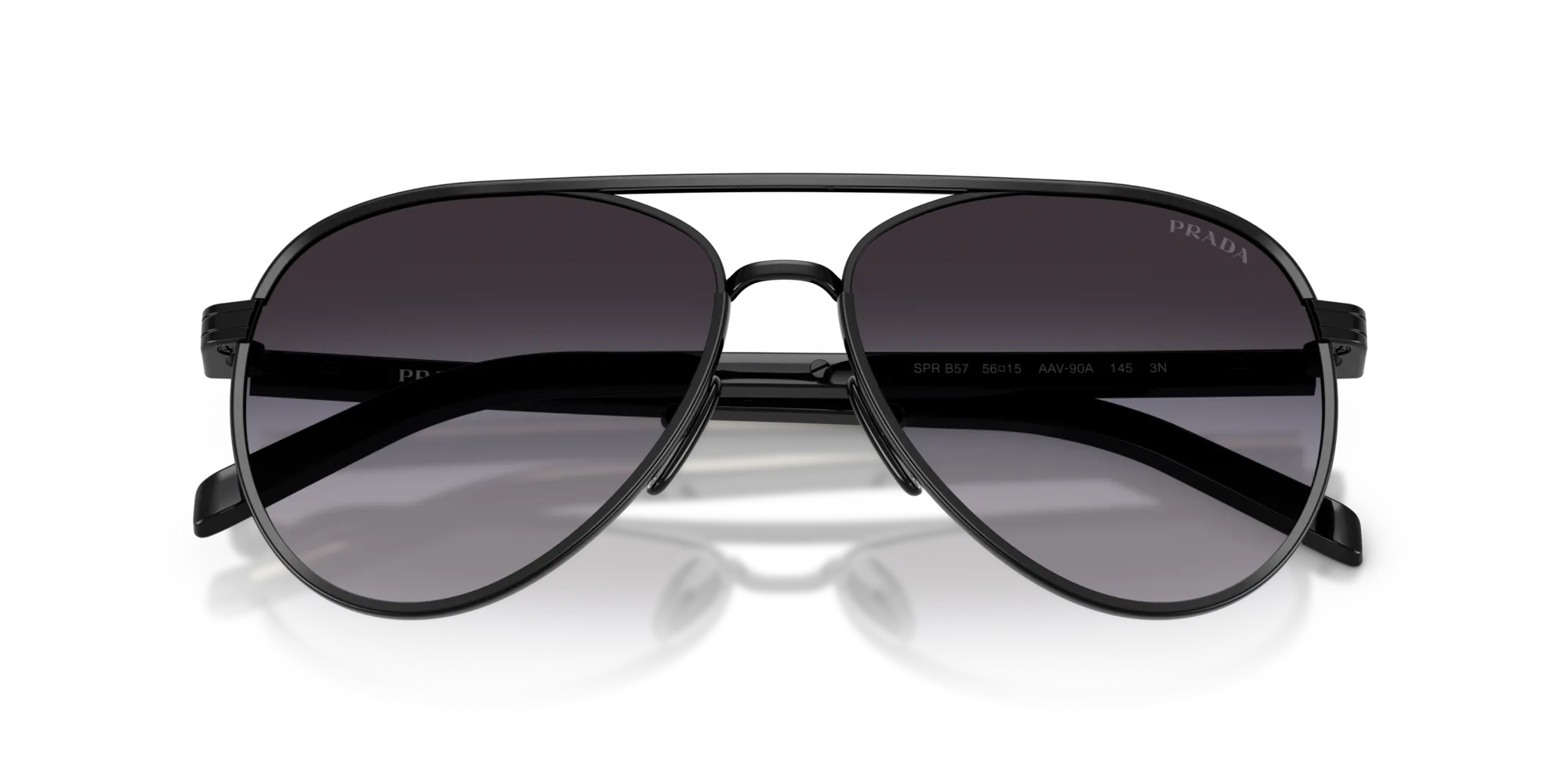 Prada PR B57S AAV90A Occhiali da sole Acciaio Nero Grigio Pilot Normale Sfumato - immagine 2